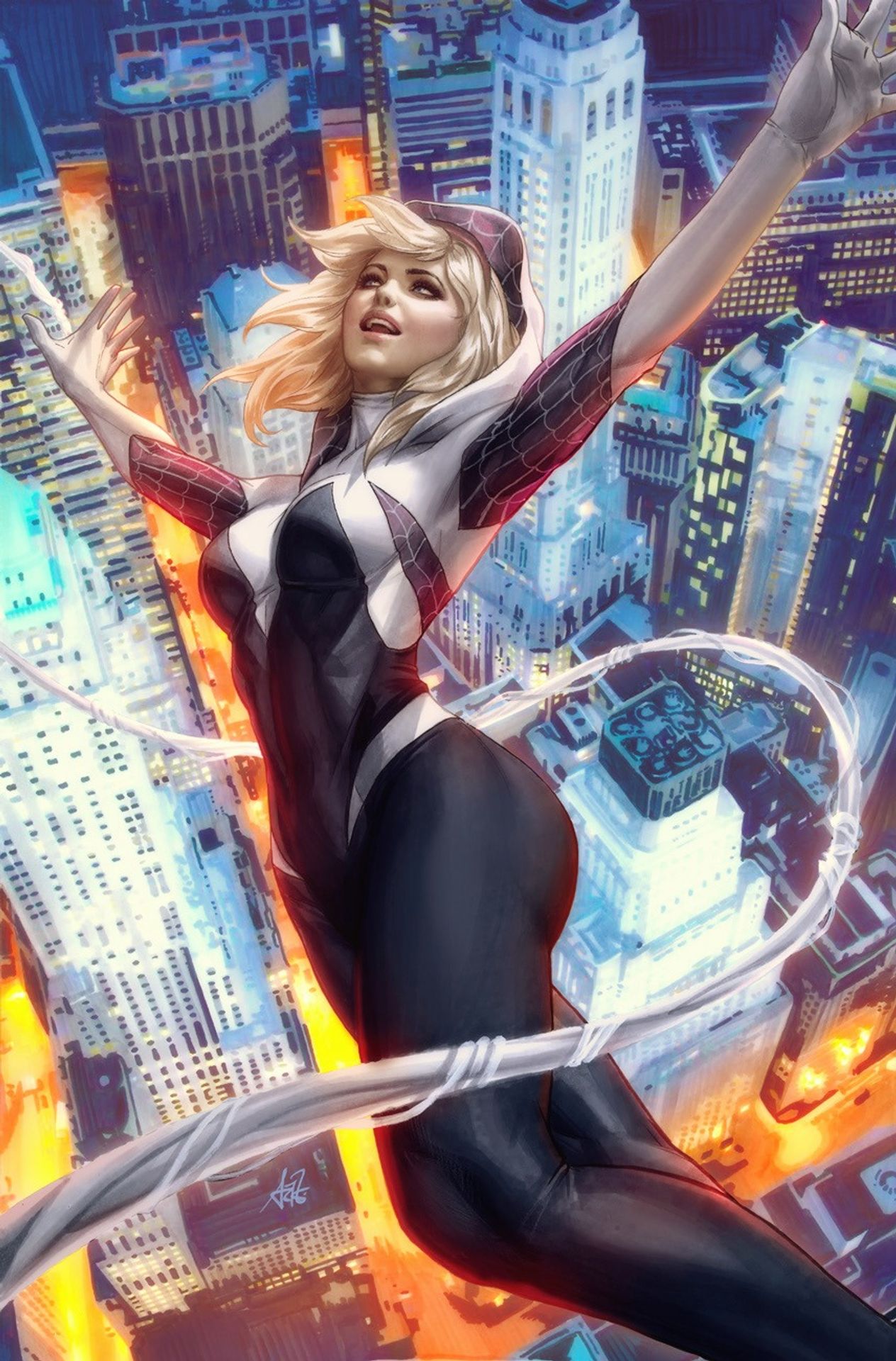 Ghost Spider 1 variant cover by Stanley Artgerm Lau