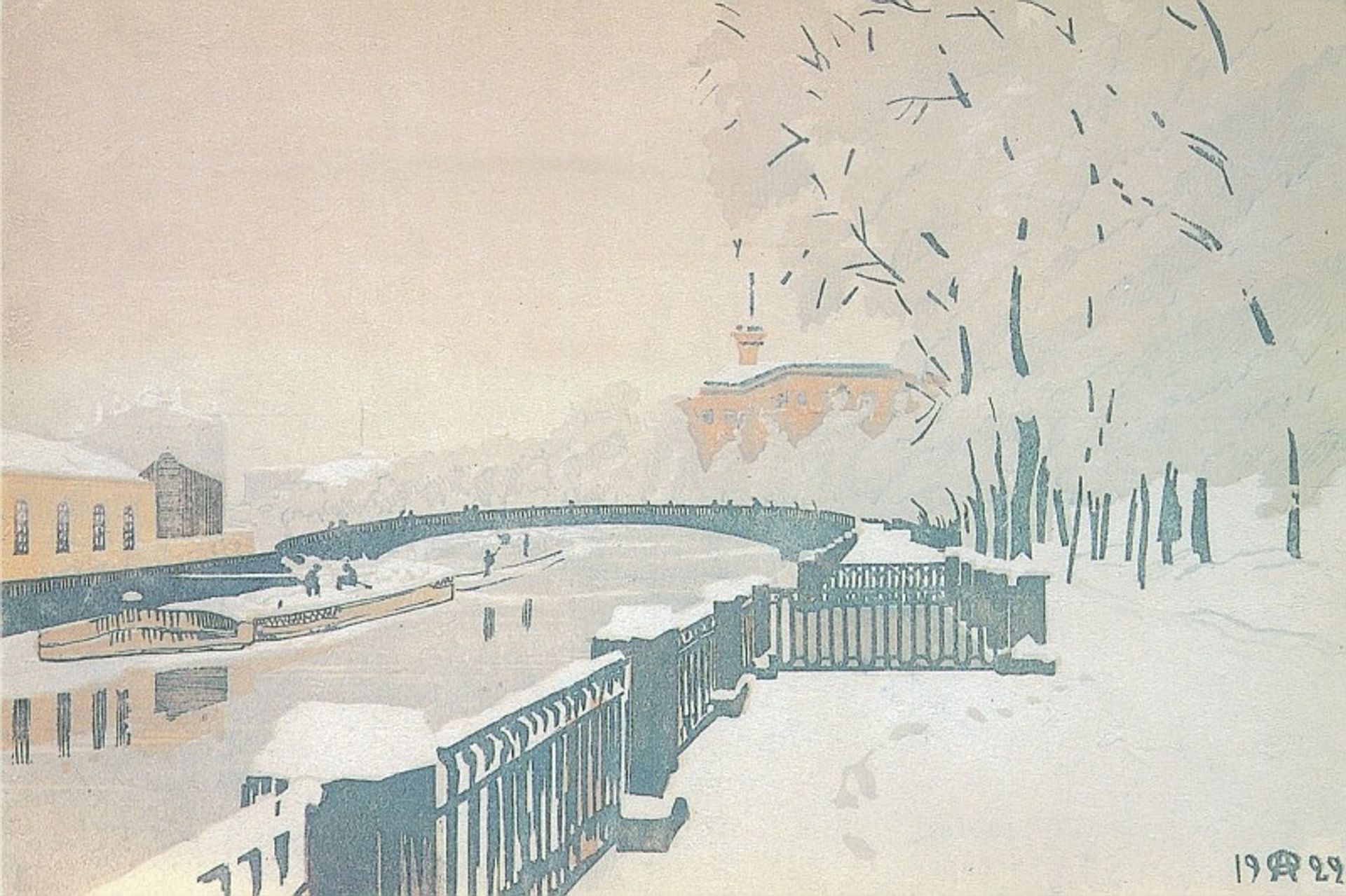 Leningrad. Summer garden in winter. by Anna Ostroumova-Lebedeva
