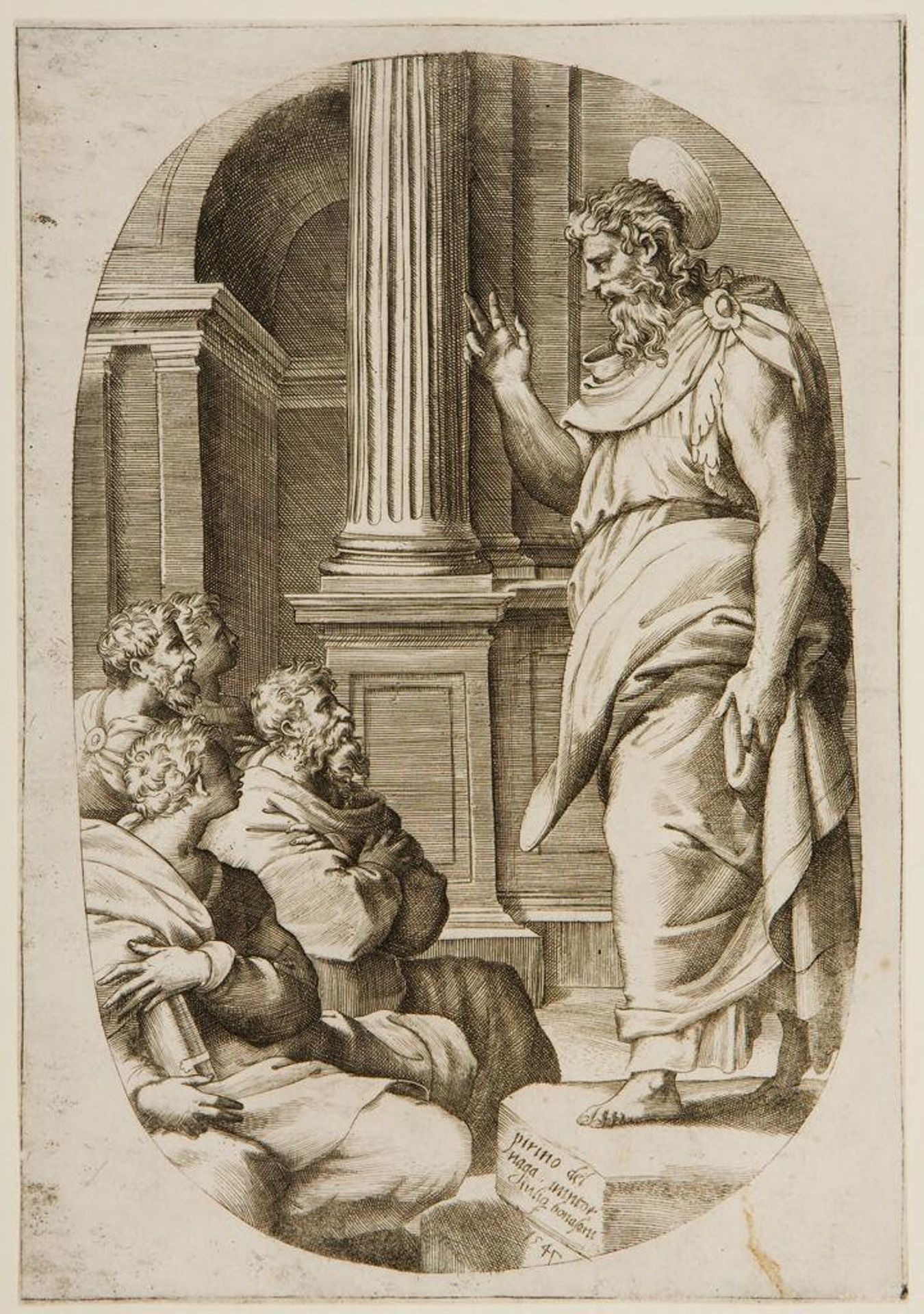 Saint Paul Preaching by Giulio Bonasone