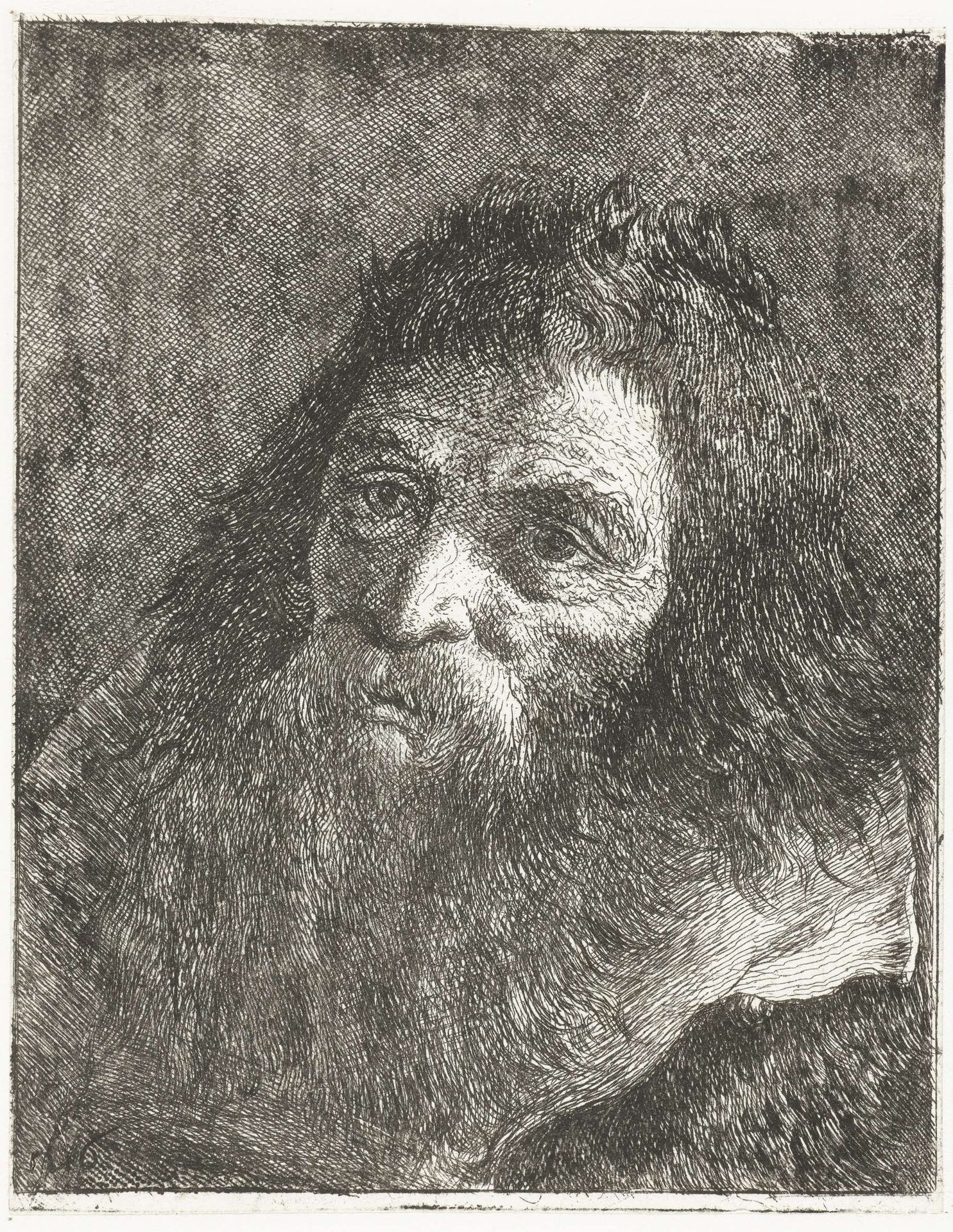 Man met lang haar en baard by Giovanni Domenico Tiepolo