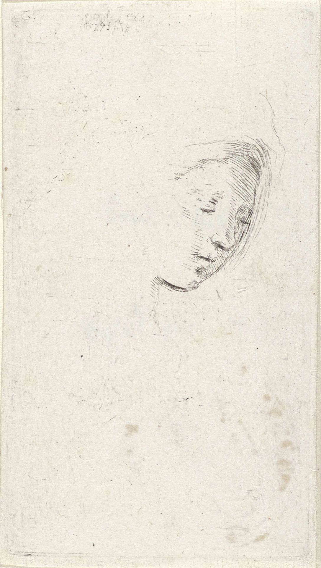 Gezicht van een jonge vrouw, naar rechts gewend by Stefano della Bella
