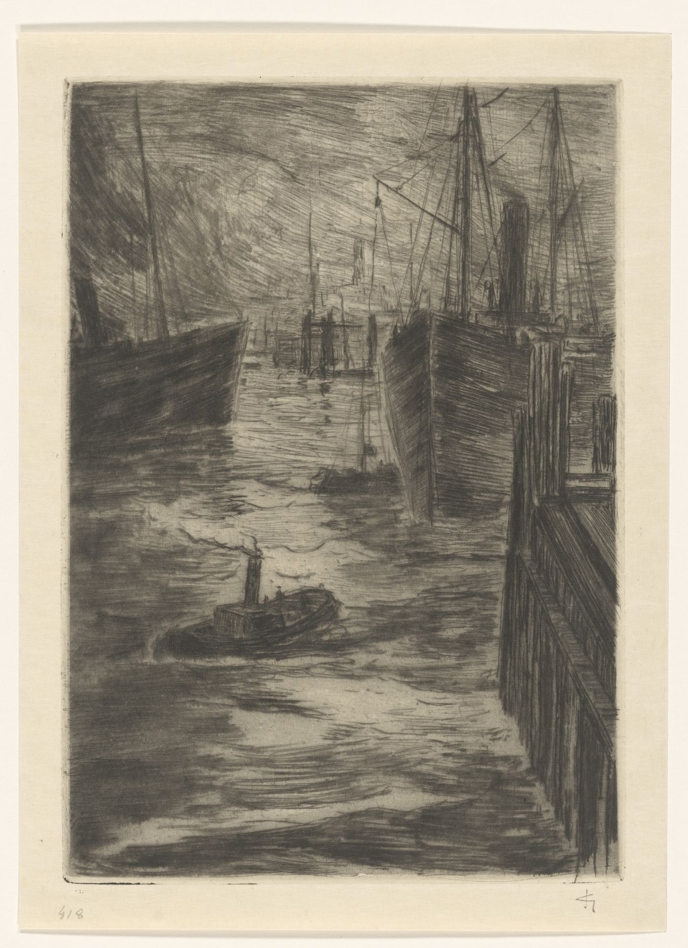 Schepen in de haven van Hamburg by Carel Nicolaas Storm van 's-Gravesande