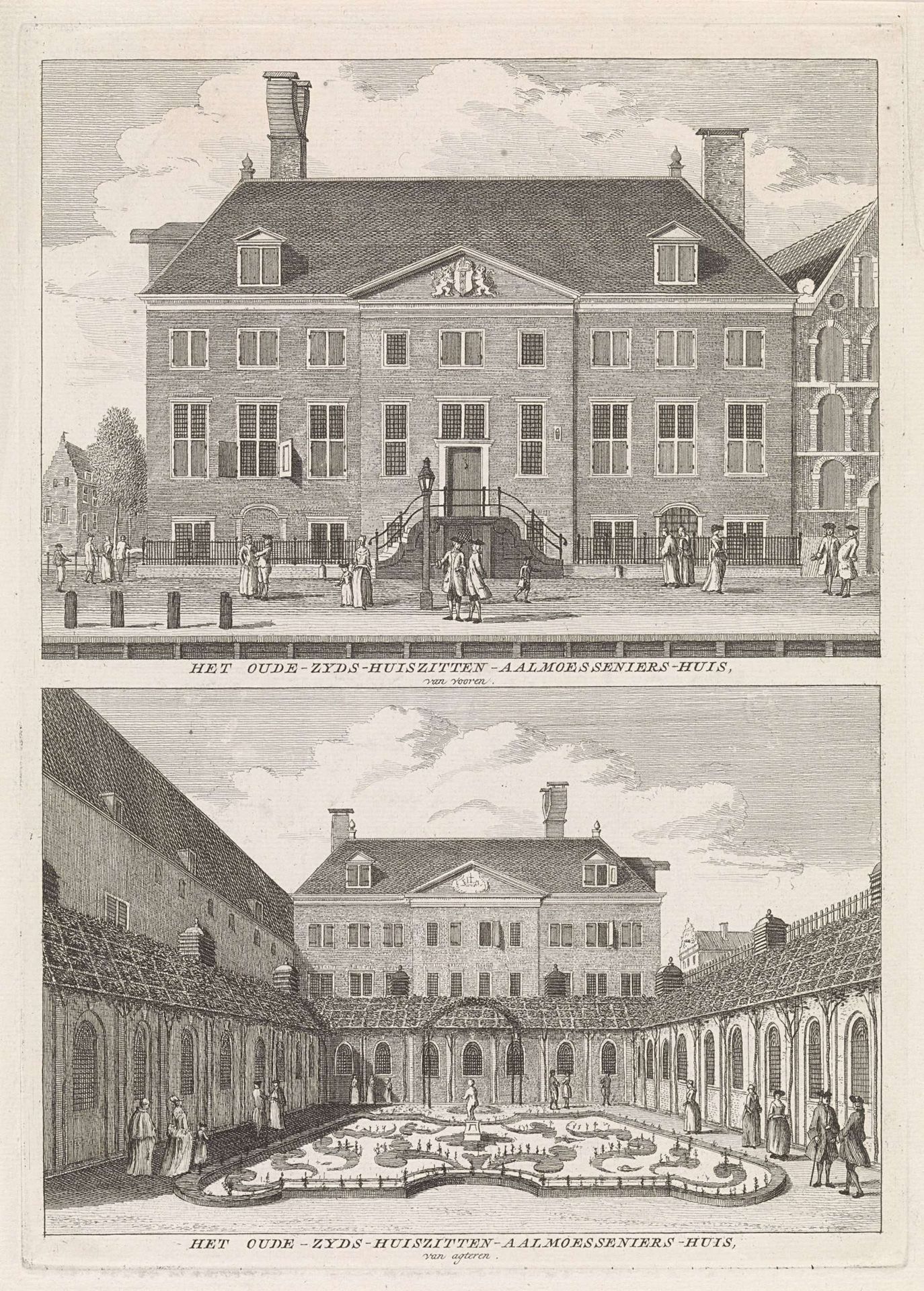Gezicht op het Oudezijds Huiszittenhuis van Amsterdam by Jan Goeree