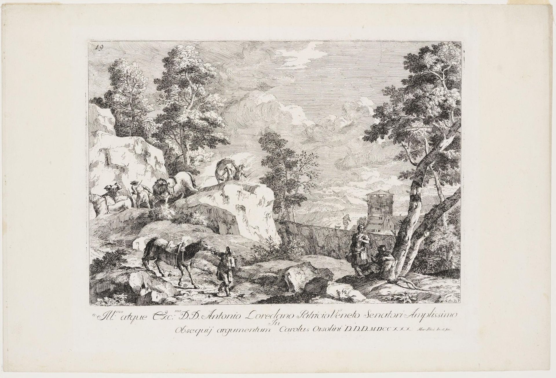 Landscape with Horses Being Led Down a Path by Marco Ricci