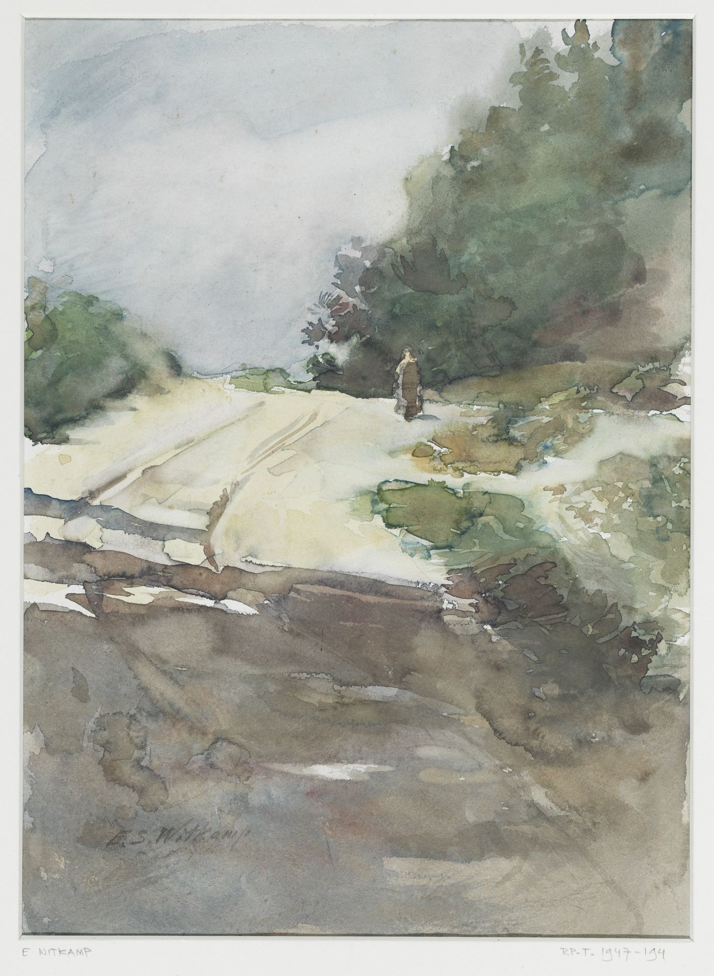 Zandweg door bosrijk landschap by Ernst Witkamp