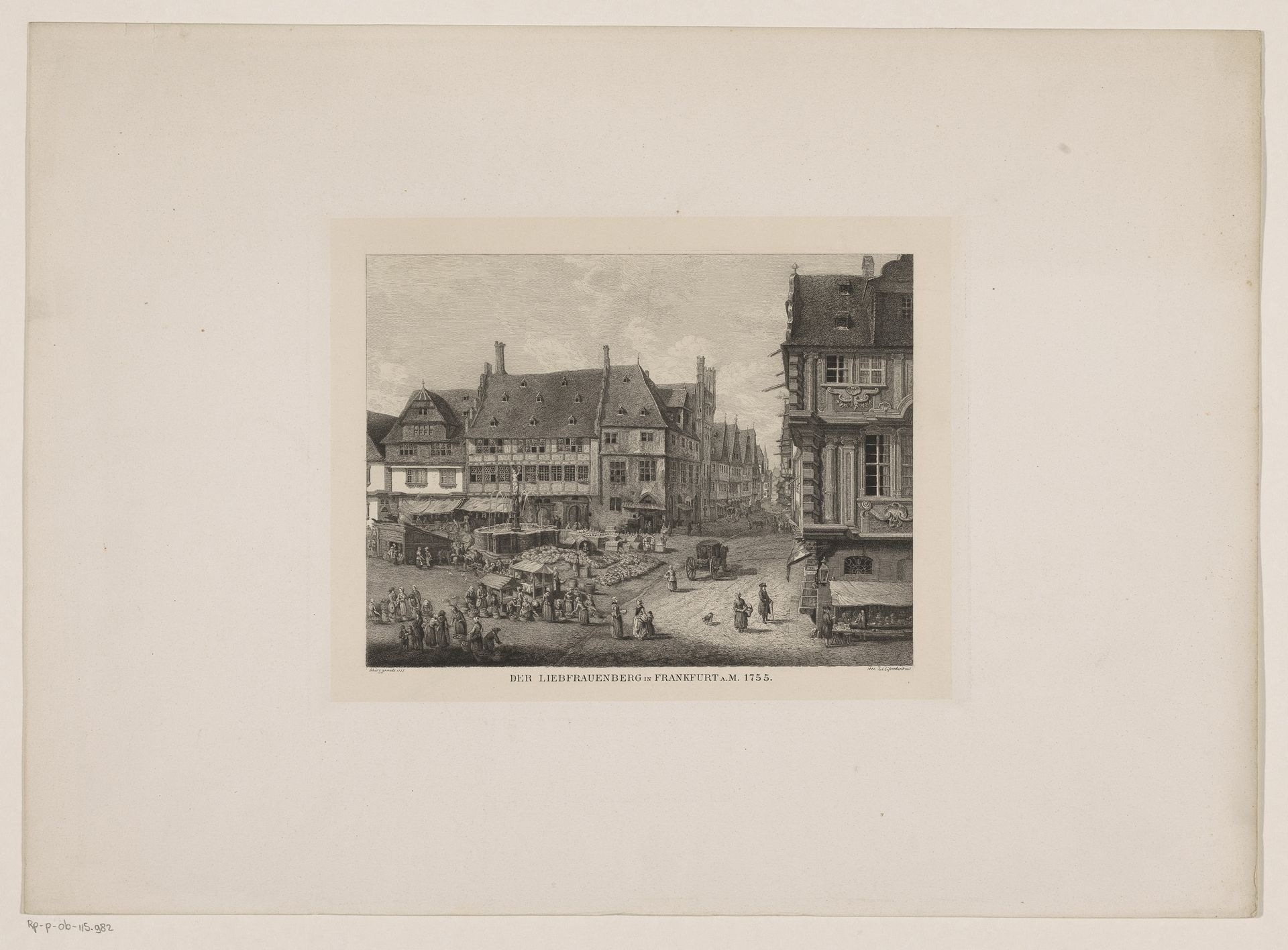 Gezicht op de Liebfrauenberg in Frankfurt am Main by Johann Kaspar Eissenhardt