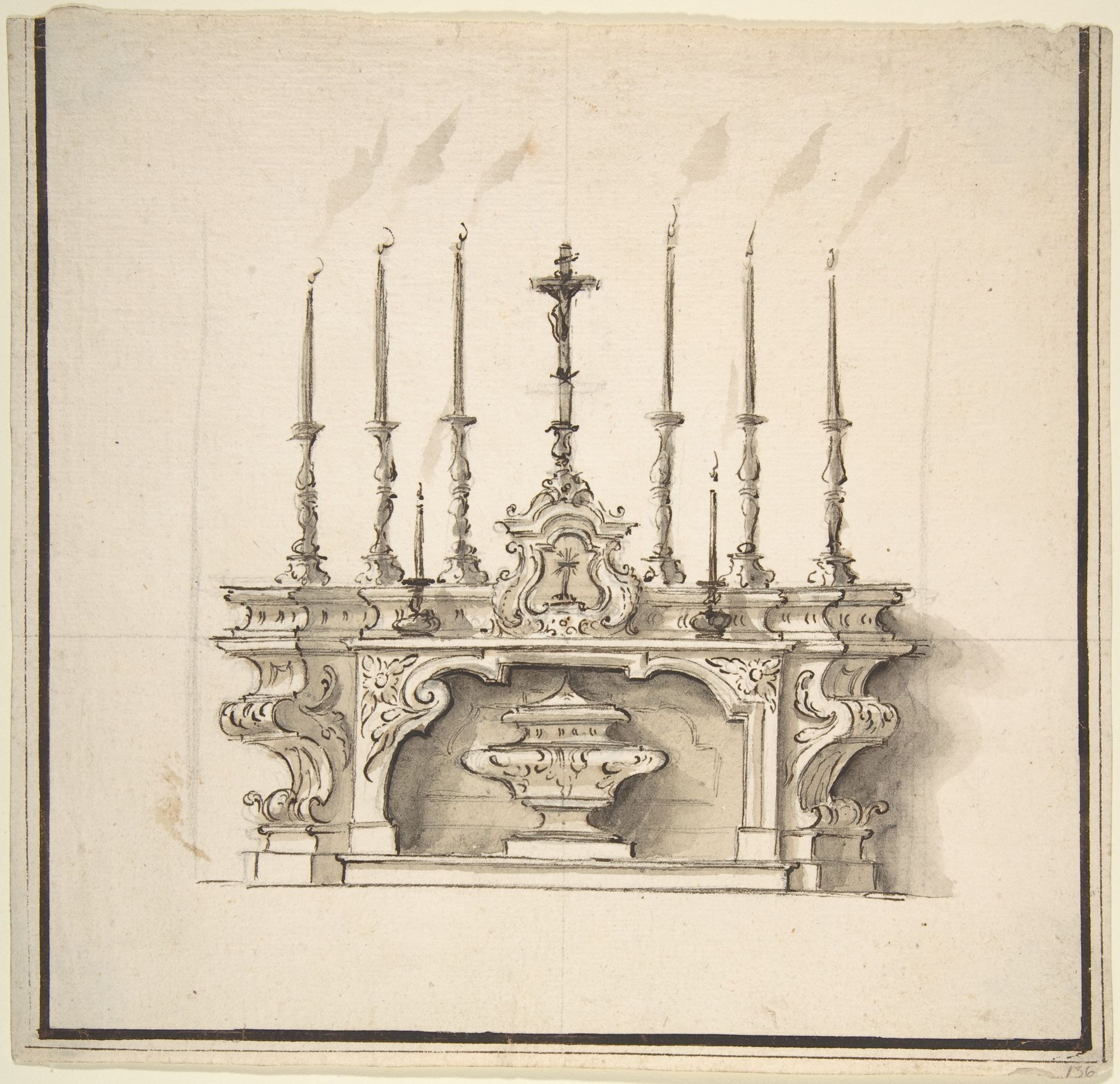 Design for an Altar With Six Large Candelabra by Anonymous
