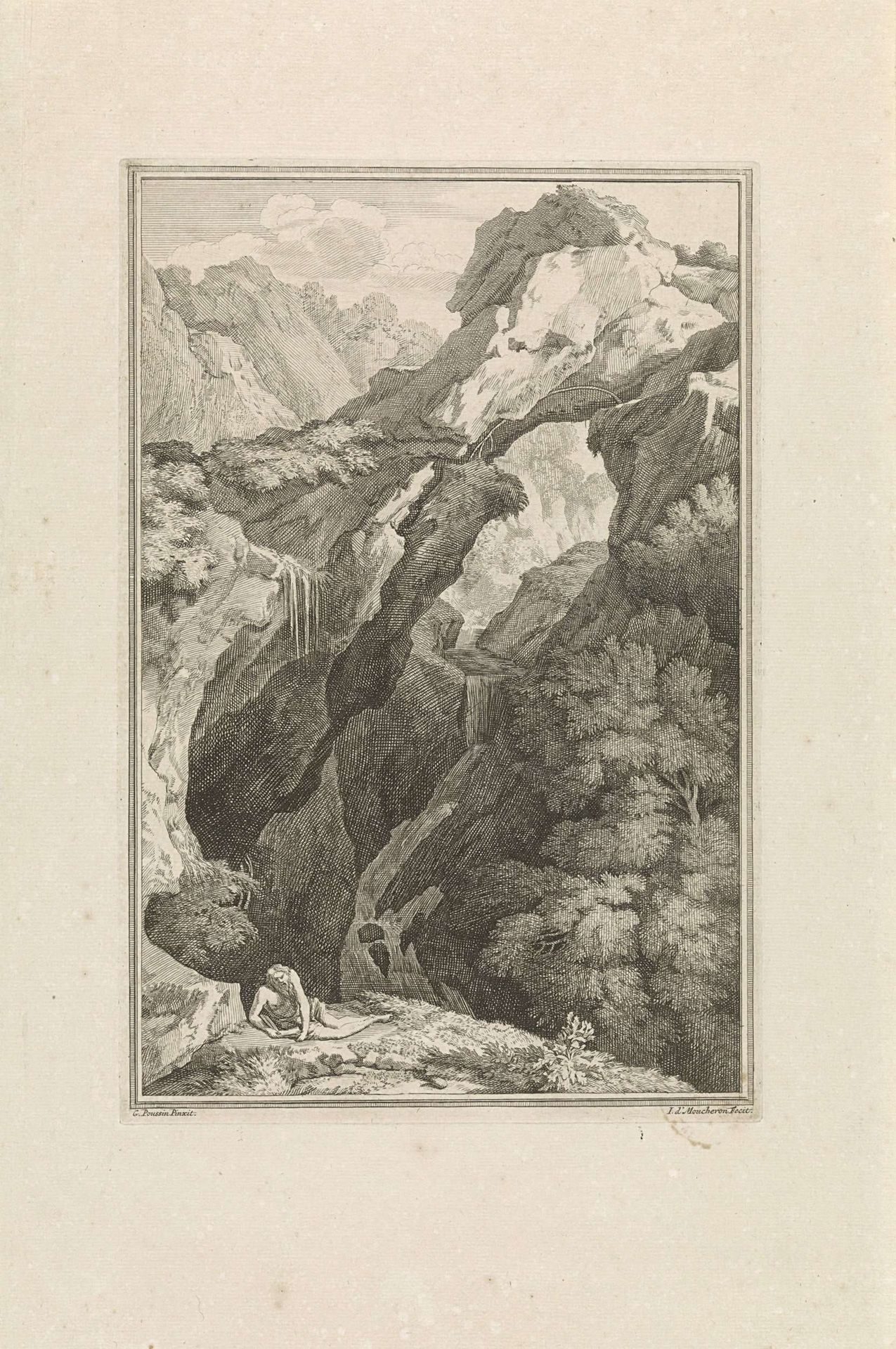 Berglandschap met waterval by Isaac de Moucheron