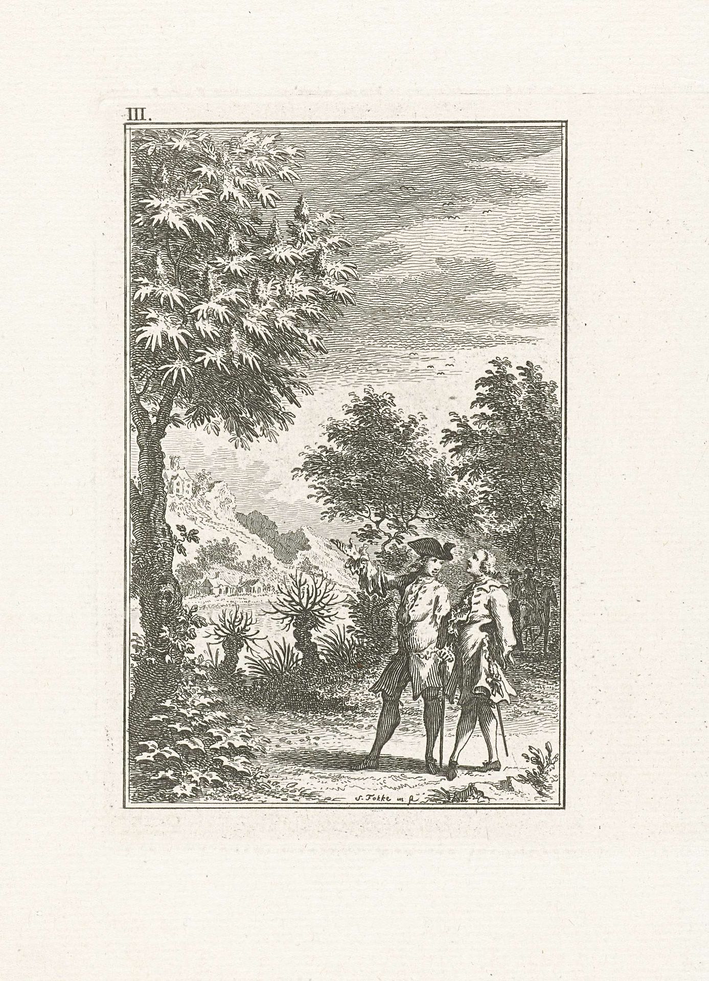 Twee heren bekijken een boom by Simon Fokke