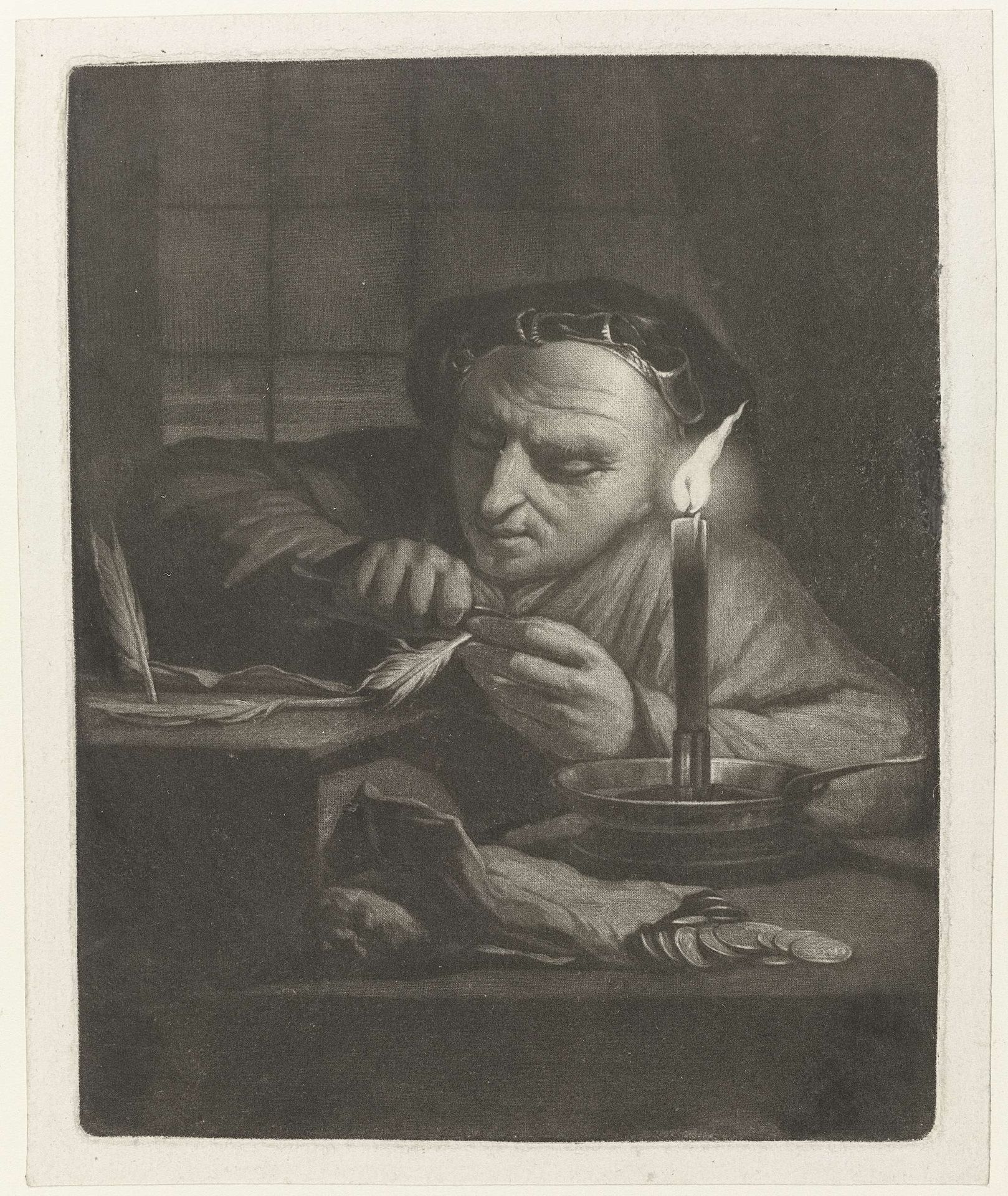 De pennensnijder by Nicolaas Verkolje