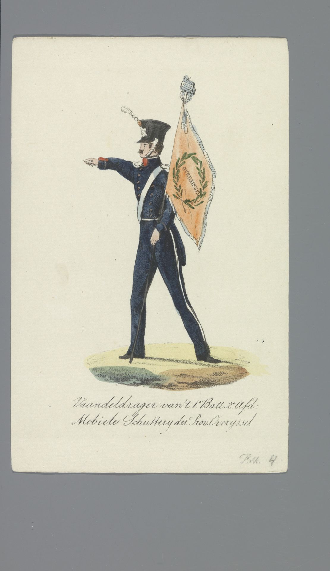 Vaandeldrager van 't 1e Batt. 2e Afd: Mobiele Schutterij der prov. Overijssel by Albertus Verhoesen
