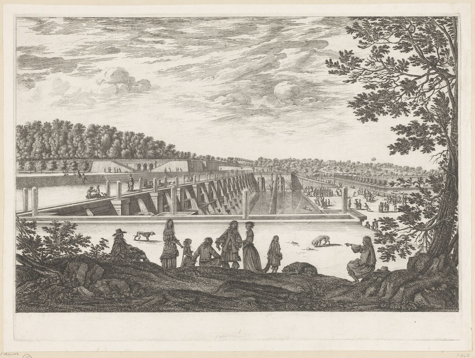 Gezicht op de watervallen van Vaux-le-Vicomte by Israel Silvestre
