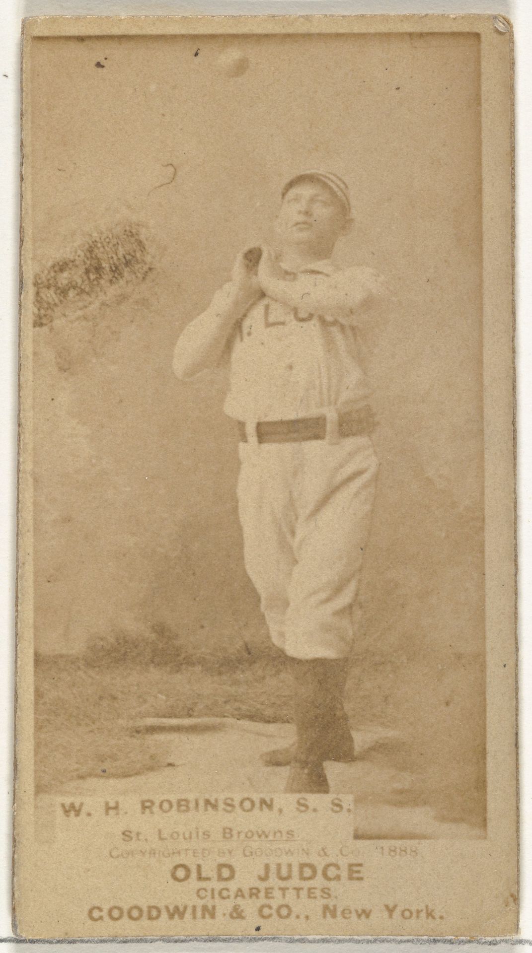 William H. "Yank" Robinson, Shortstop, St. Louis Browns, from the Old Judge series (N172) for Old Judge Cigarettes by Goodwin & Company