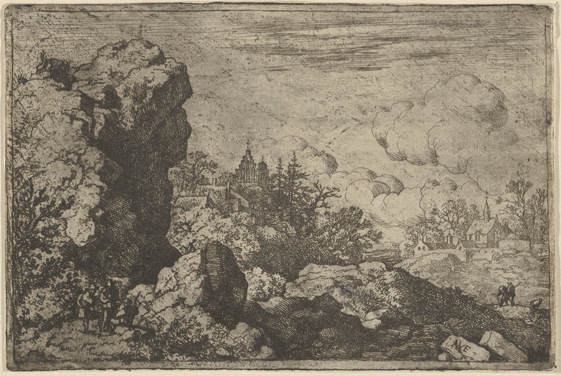 The Three Travellers at the Foot of High Rock by Allart van Everdingen
