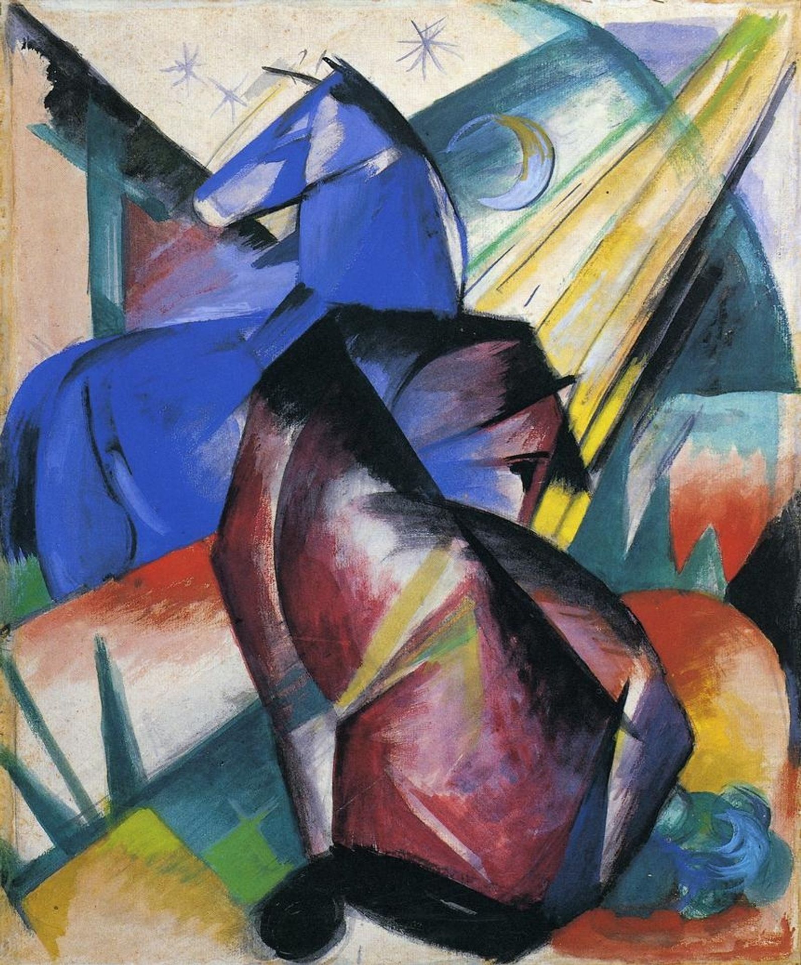 Two Horses, Red and Blue by Franz Marc