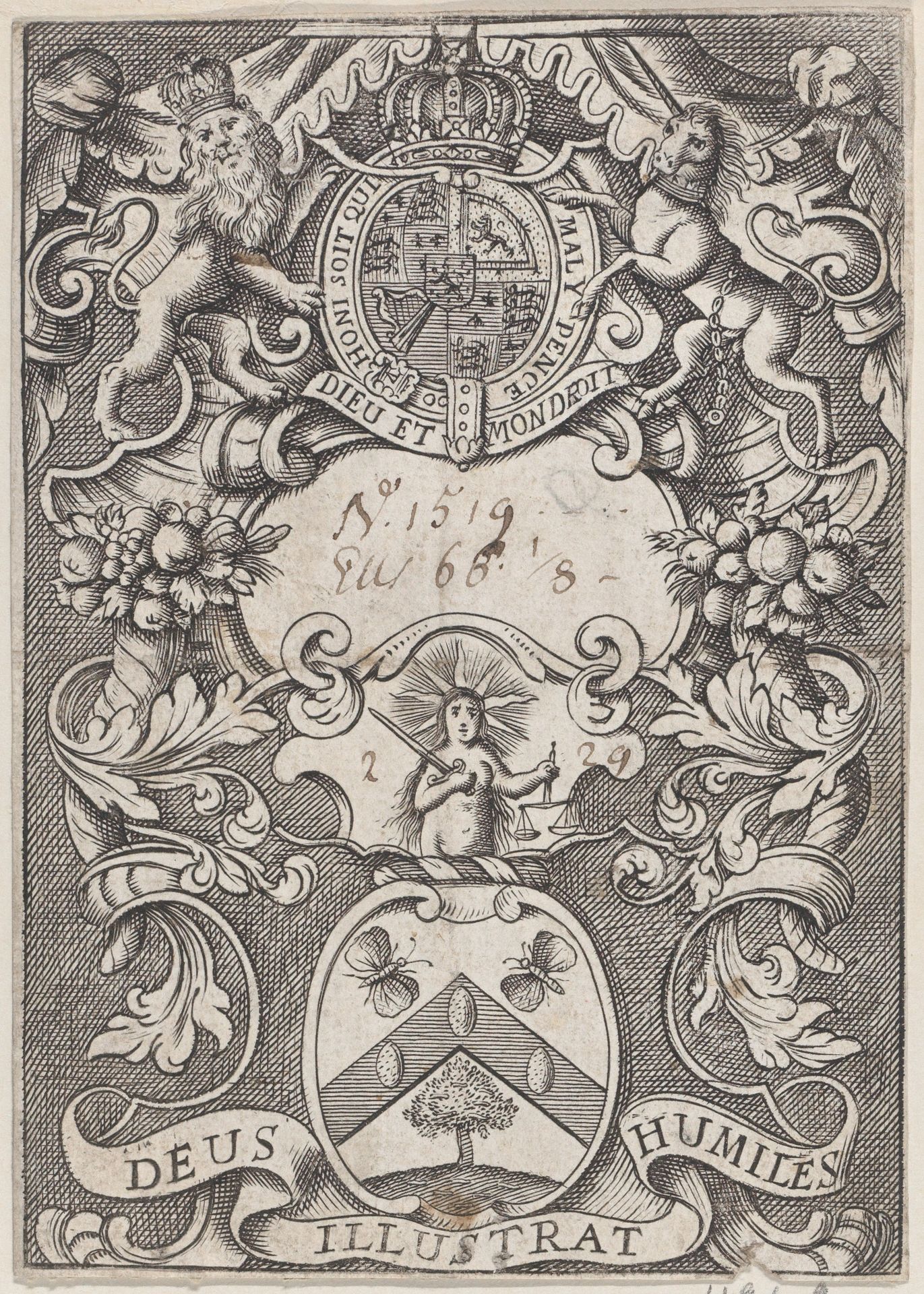 Trade Card with Royal Coat of Arms by Anonymous