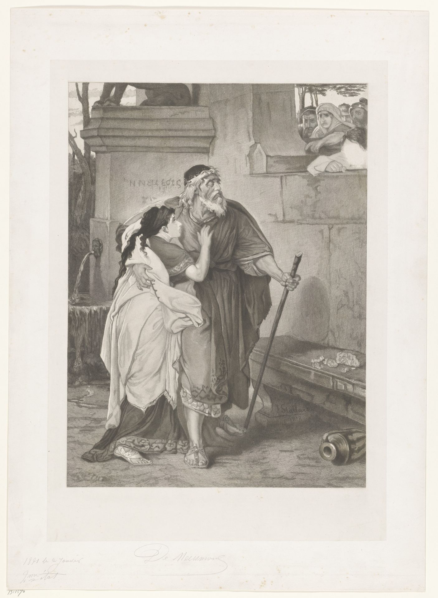 Blinde Oedipus geleid door Antigone by François de Meersman