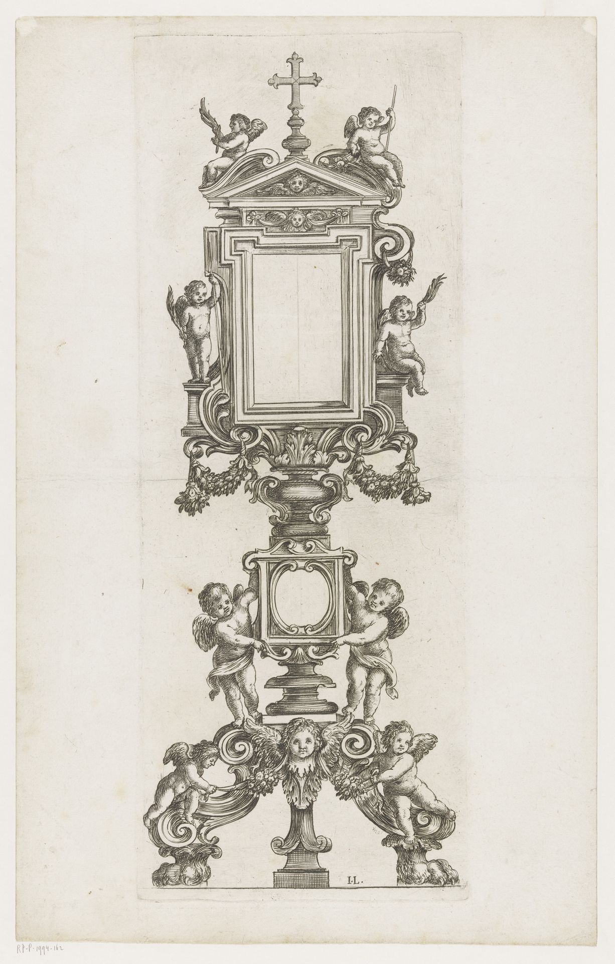 Monstrans met acht putti by Giacomo Laurenziani