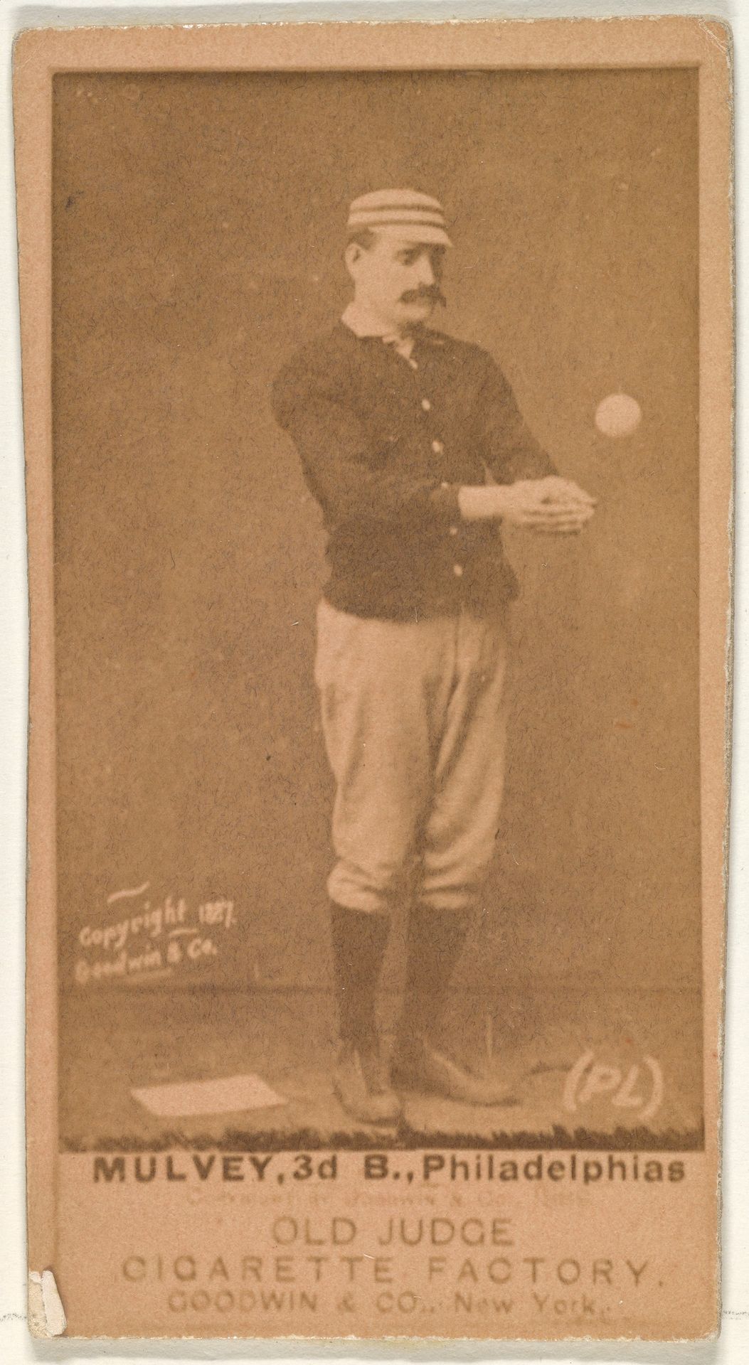 Joseph H. "Joe" Mulvey, 3rd Base, Philadelphia, from the Old Judge series (N172) for Old Judge Cigarettes by Goodwin & Company