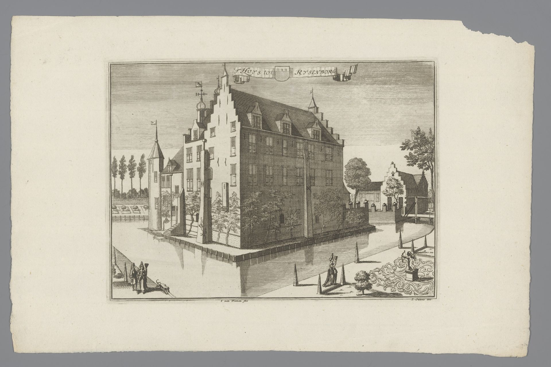 Gezicht op Kasteel Rijsenburg by Jan van Vianen