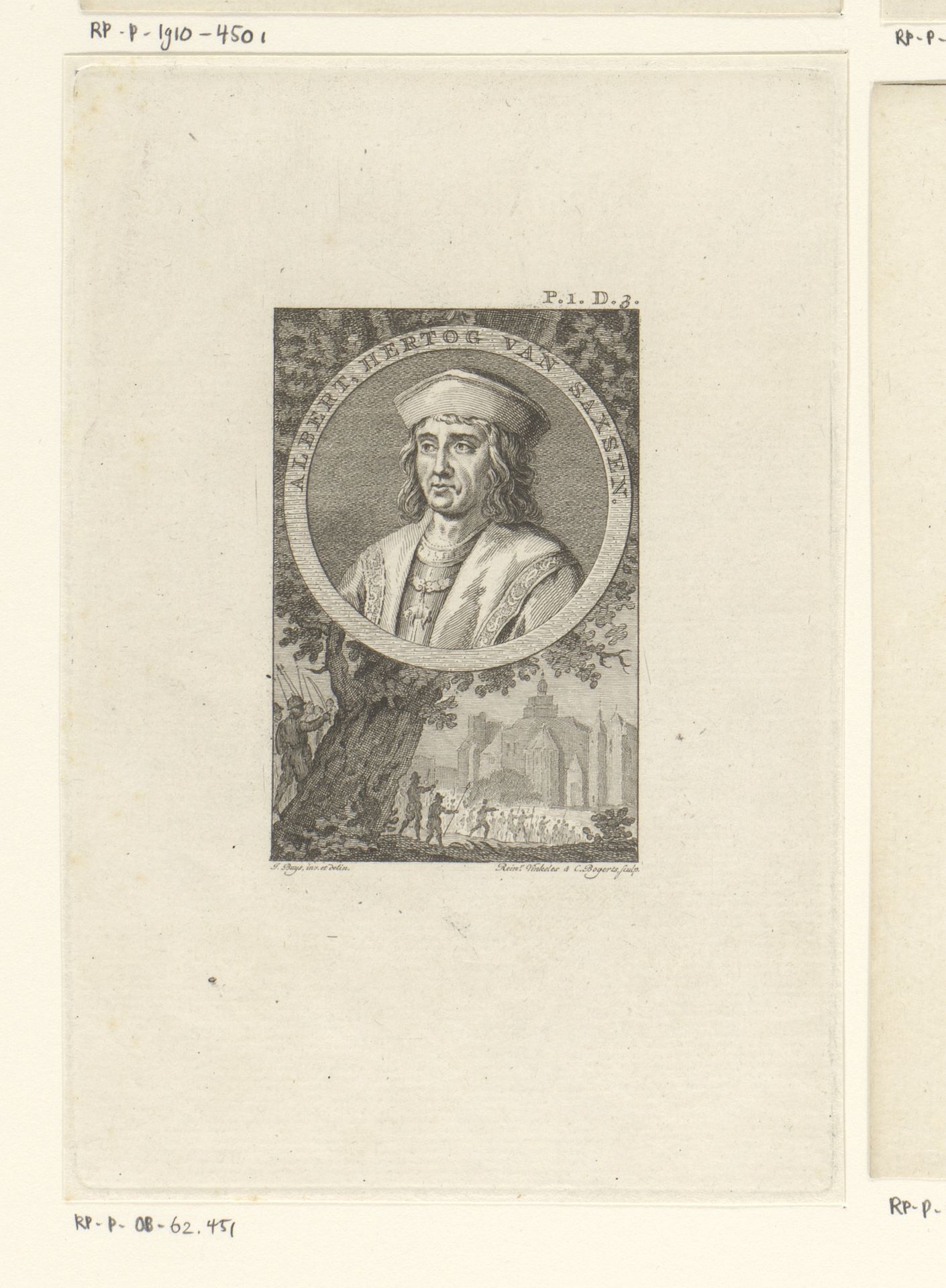 Portret van Albrecht III van Saksen by Reinier Vinkeles