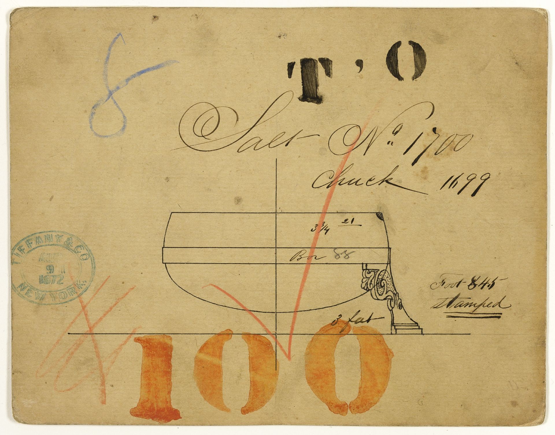 Design for Salt Dish No. 1700 by Tiffany and Company