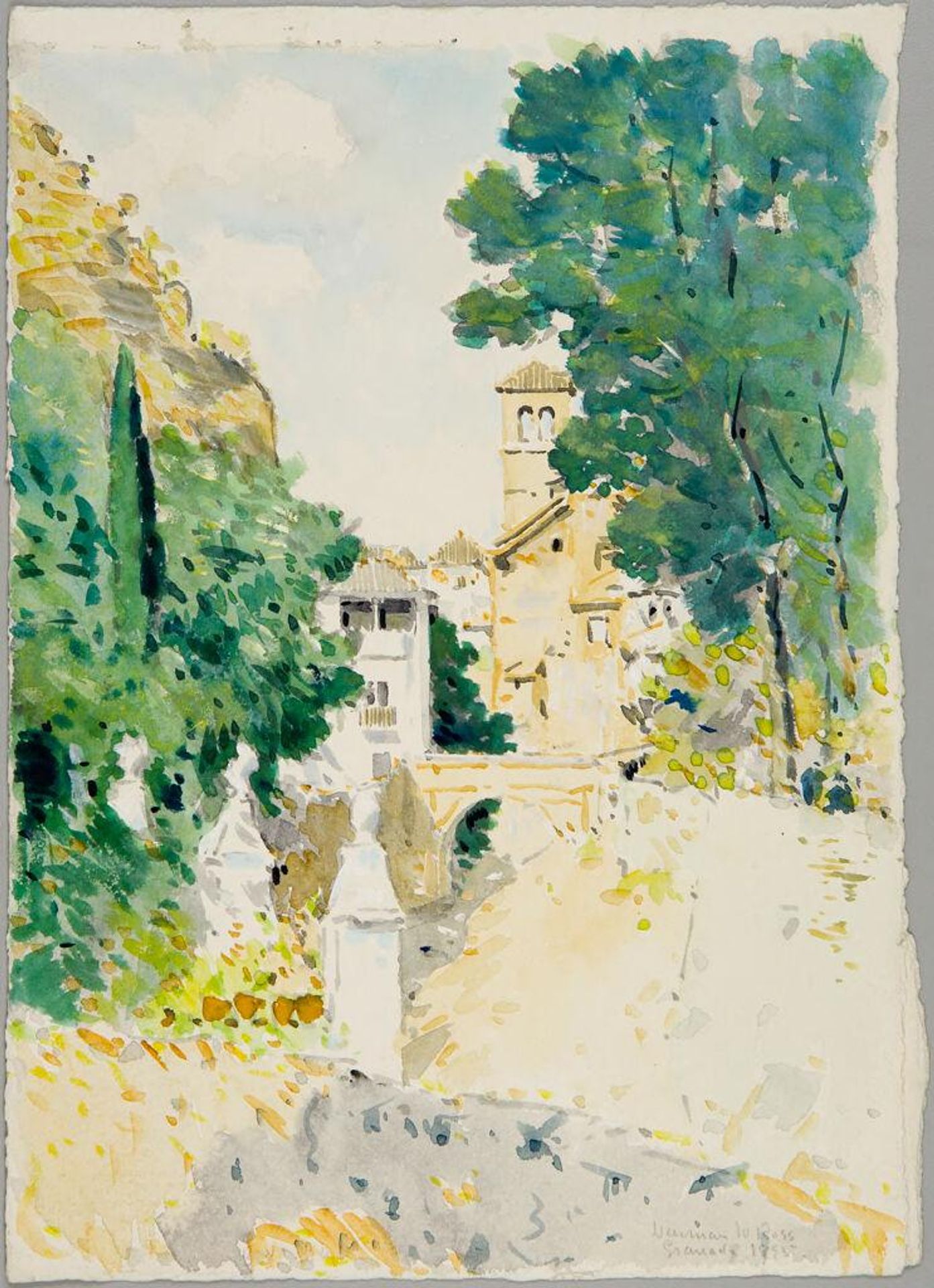 Granada, Spain; verso: Partial Mountain Landscape by Denman Waldo Ross