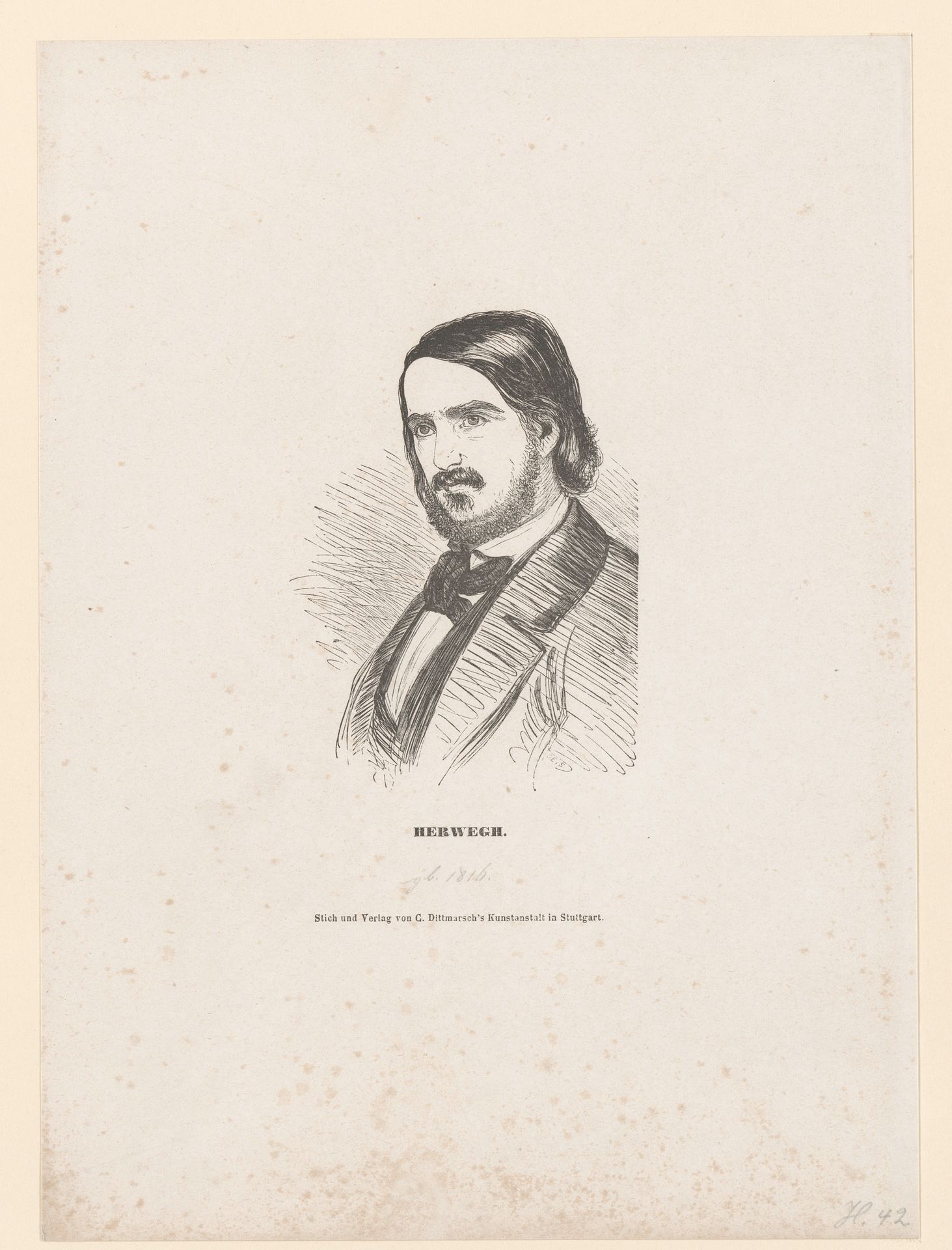 Portret van Georg Herwegh by C. Dittmarsch