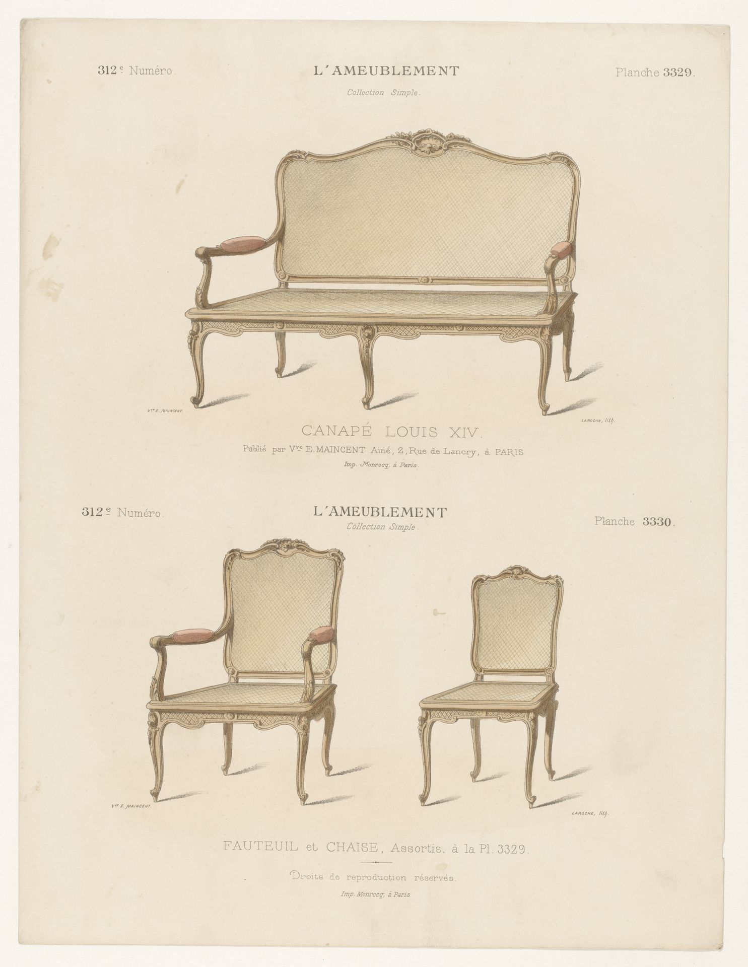 Canapé, fauteuil en stoel by Léon Laroche