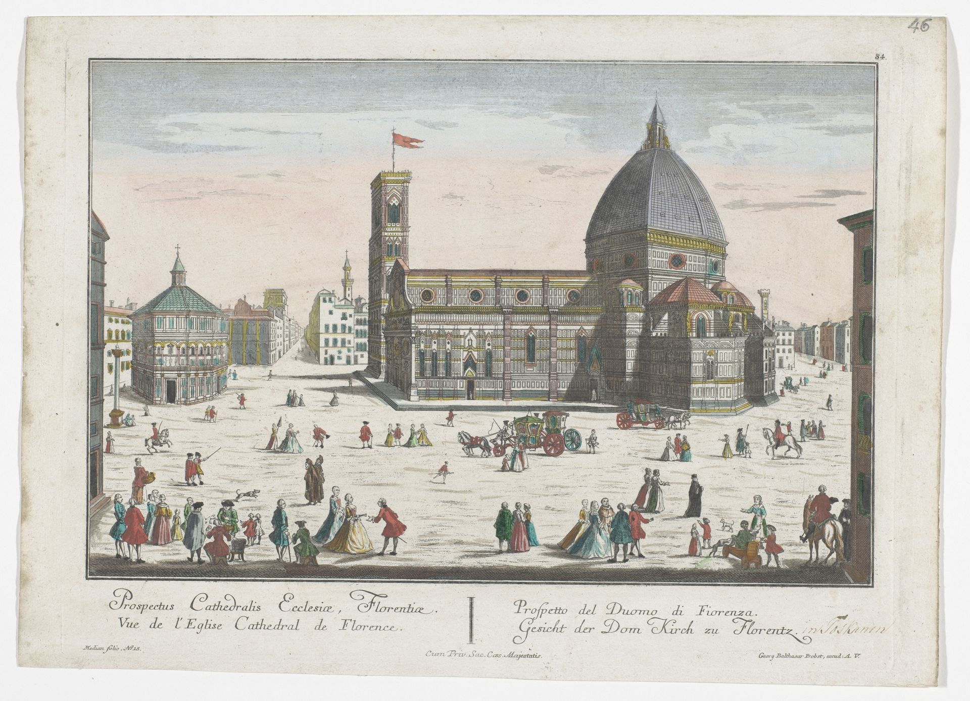 Gezicht op de Dom te Florence by Georg Balthasar Probst