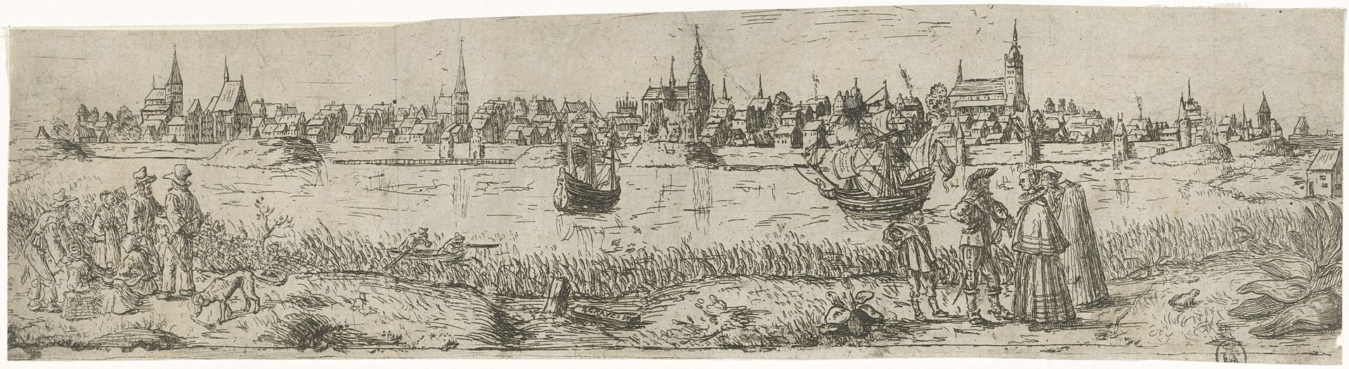 Gezicht op Rostock by D.V. van de Grave