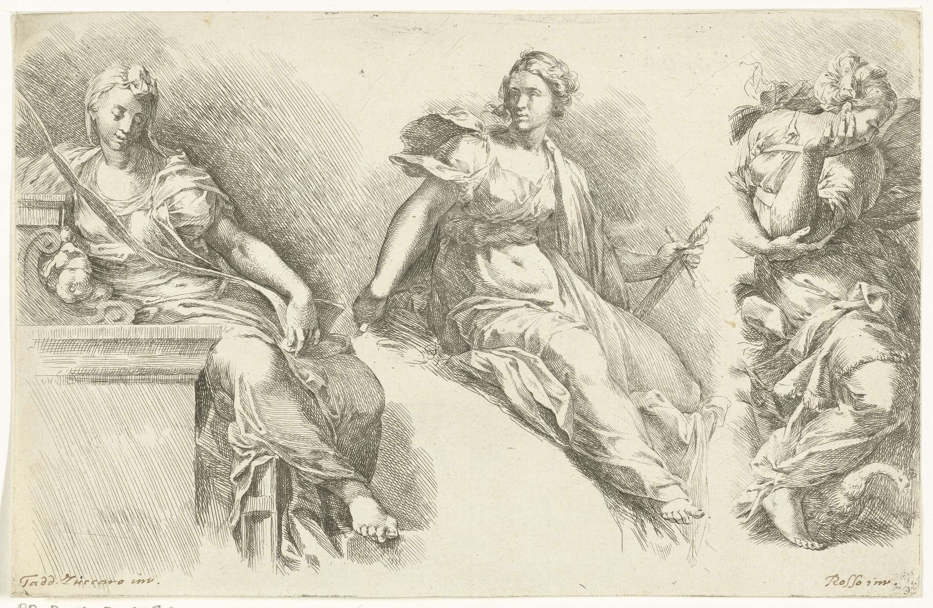 Drie zittende vrouwen by Jan de Bisschop