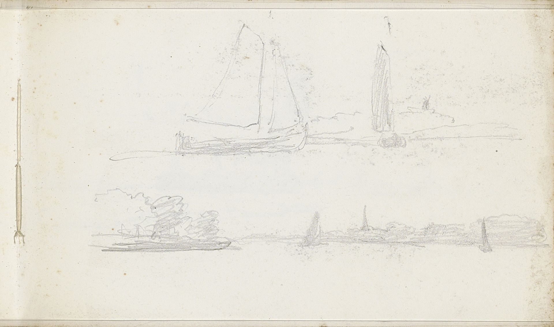 Zeilboten op het water by Petrus Johannes Schotel