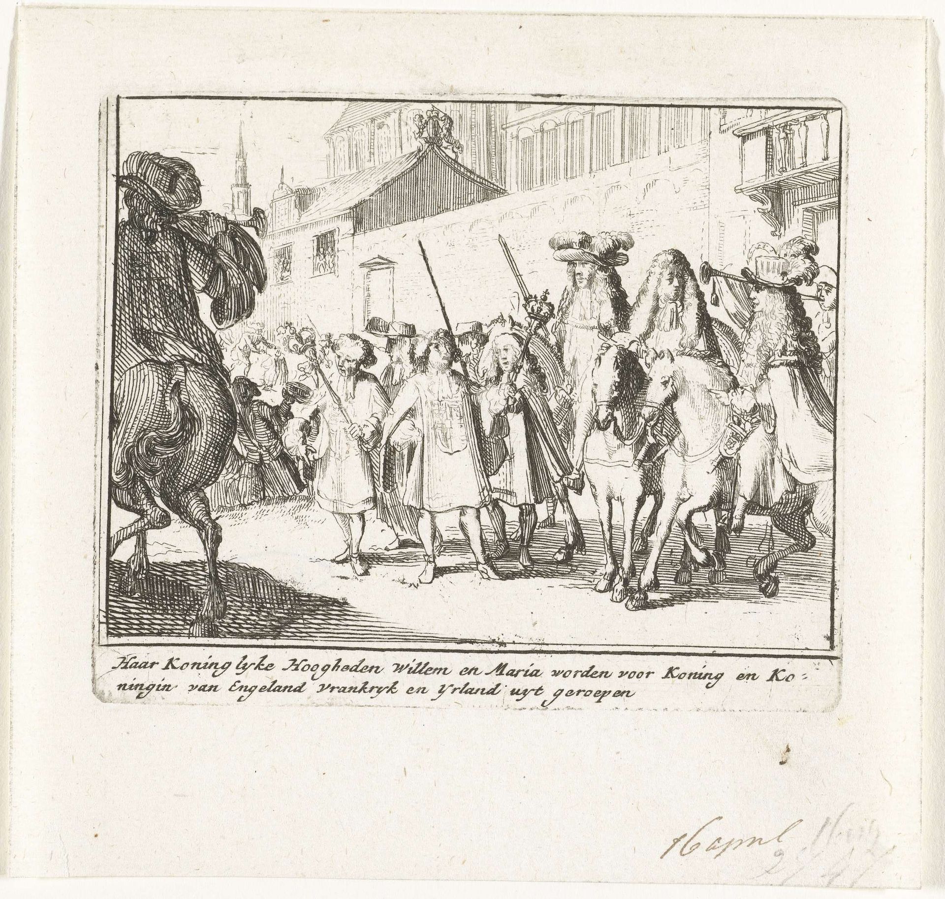 Willem en Maria worden tot koning en koningin van Engeland uitgeroepen, 1689 by Anonymous