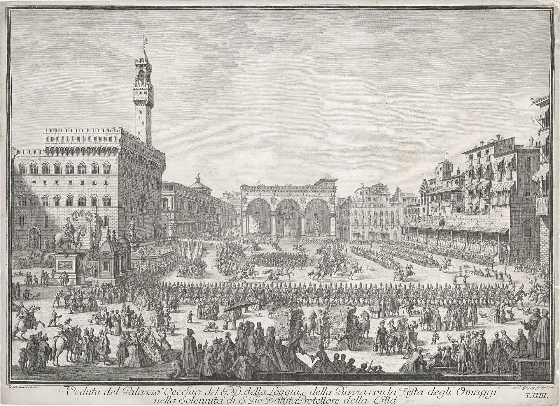 Festiviteiten op het Piazza della Signoria te Florence by Carlo Gregori