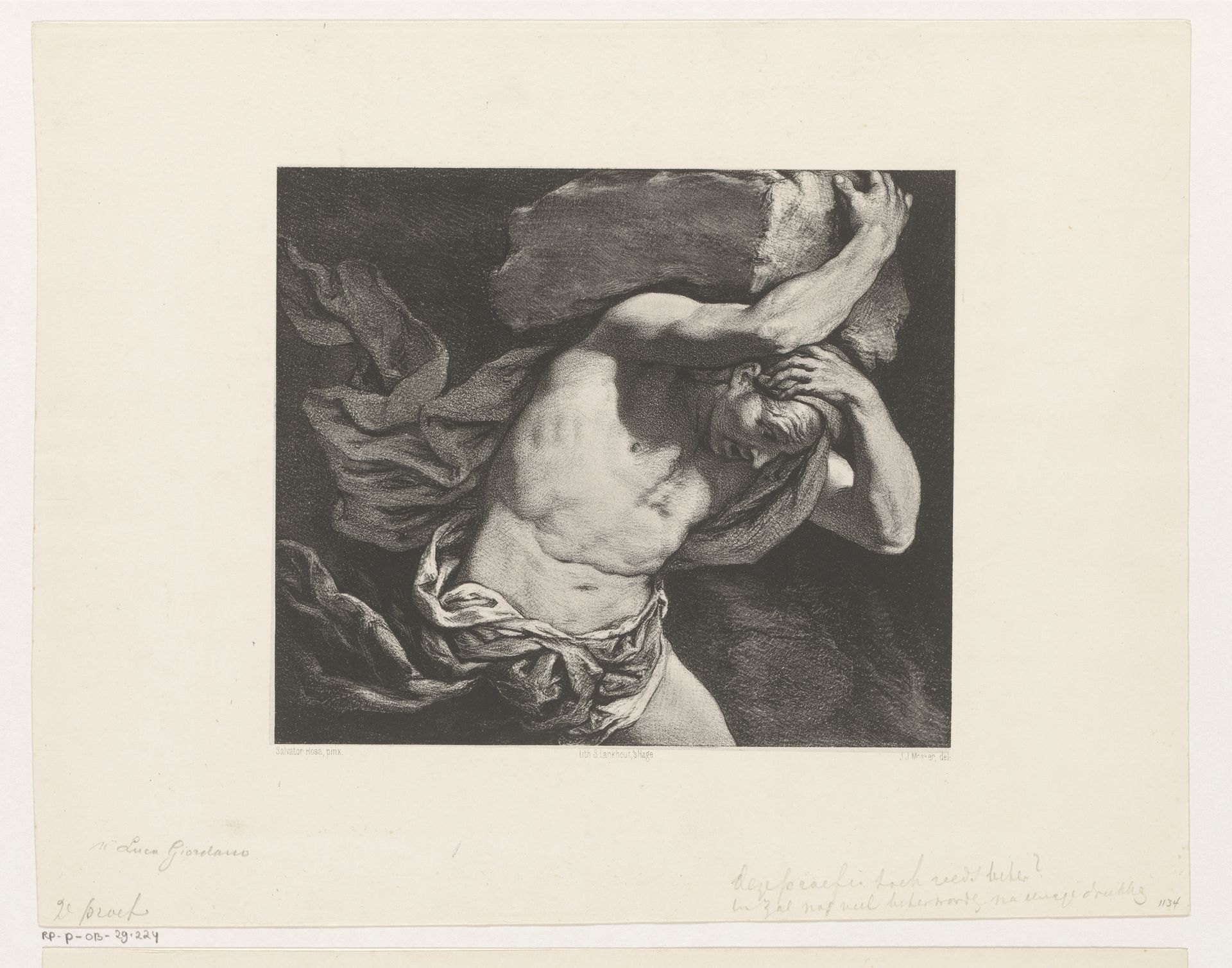 Sisyphus draagt een rotsblok de heuvel op by Jan Mesker