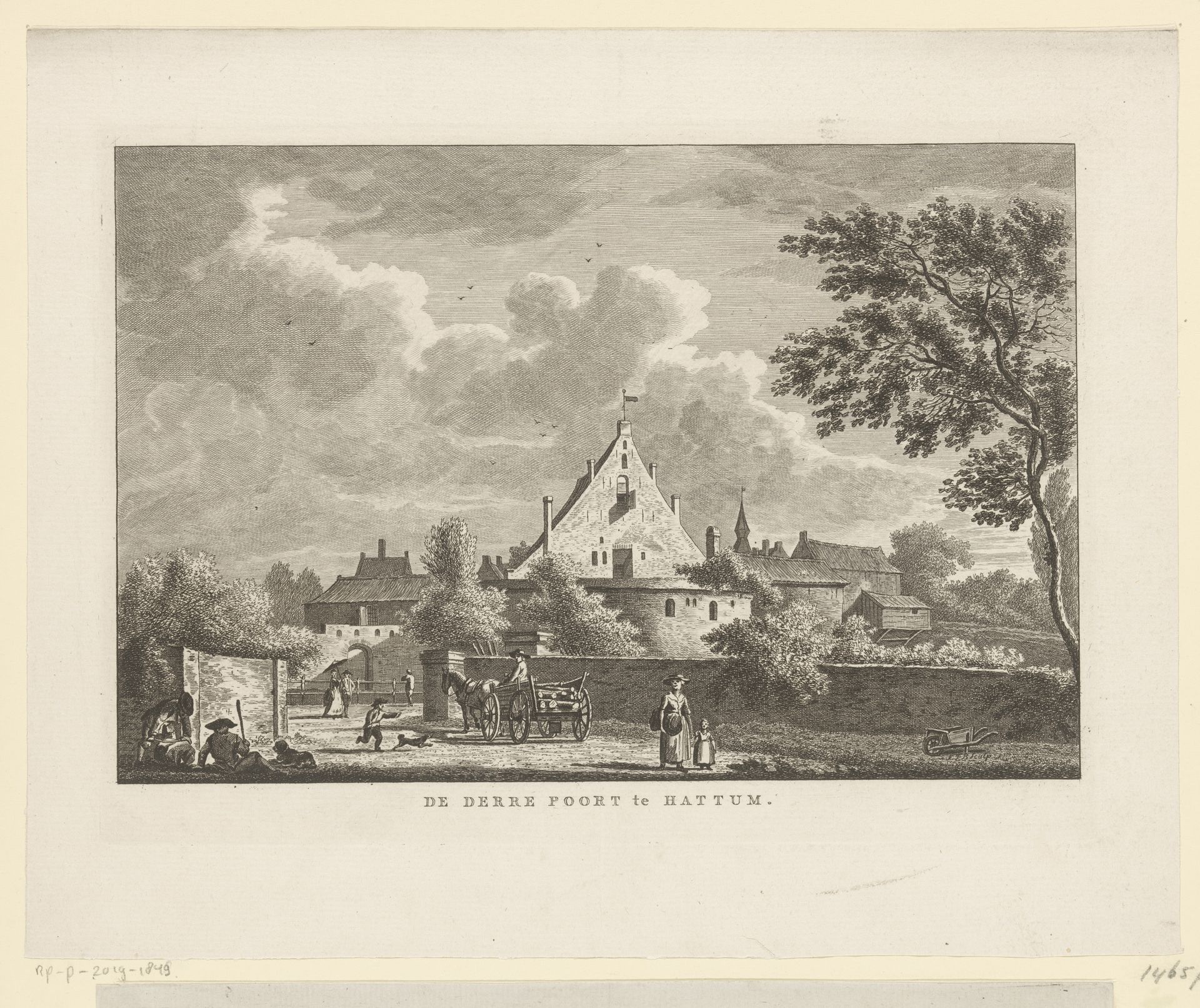 Dorpsgezicht met poort te Hattem by Carel Frederik (I) Bendorp