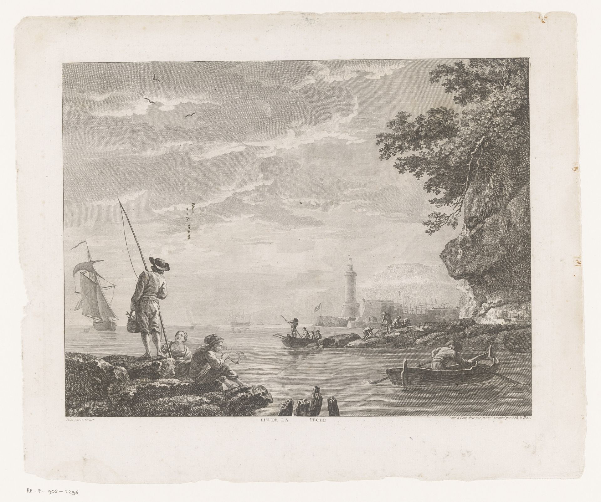 Vissers in een mediterraan kustlandschap by Pietro Antonio Martini