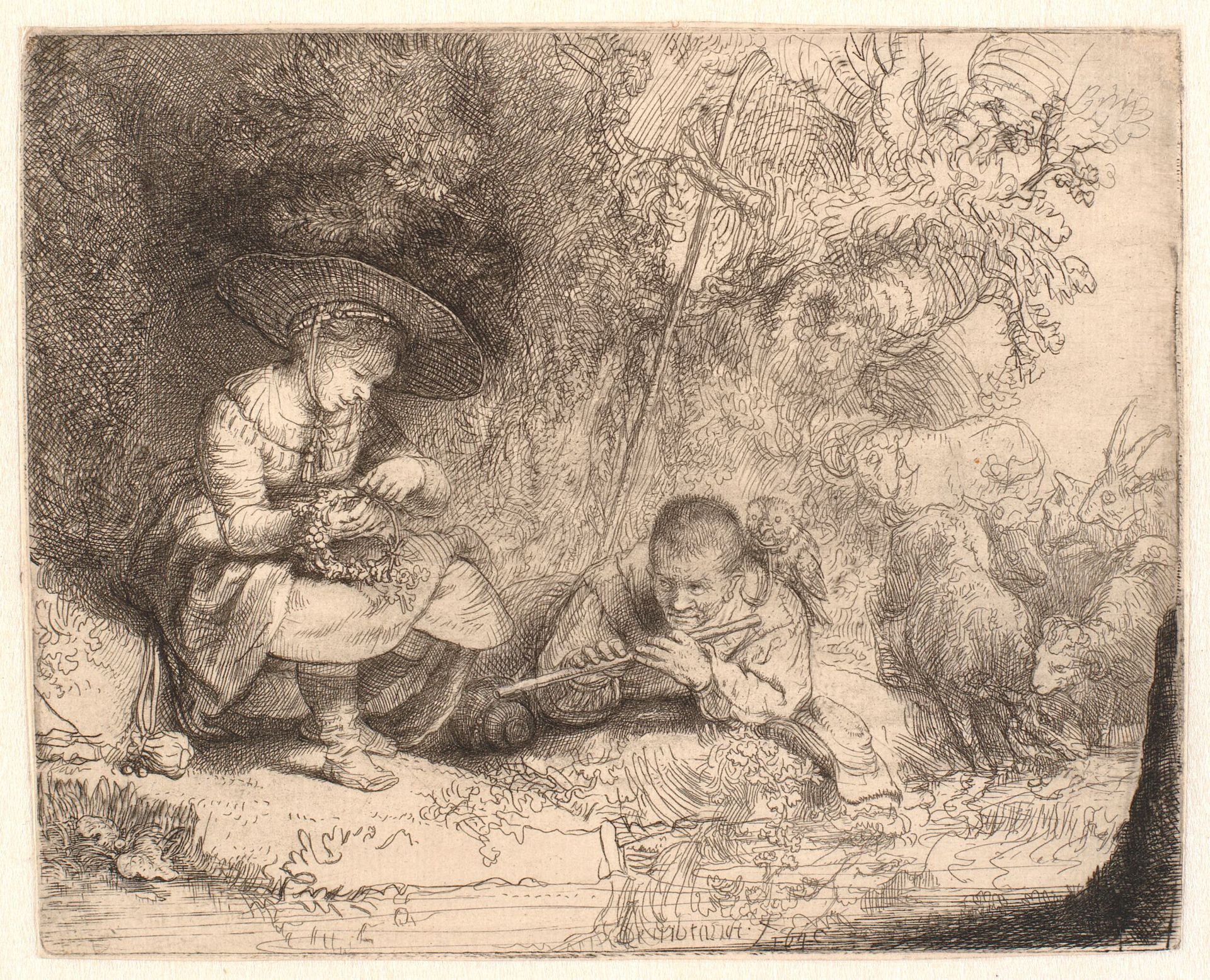 The flute-player ("L'Espiègle") by Rembrandt van Rijn