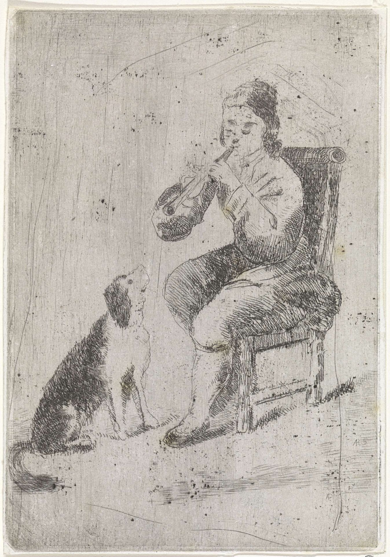 Musicerende man met hond by Arnoud Schaepkens