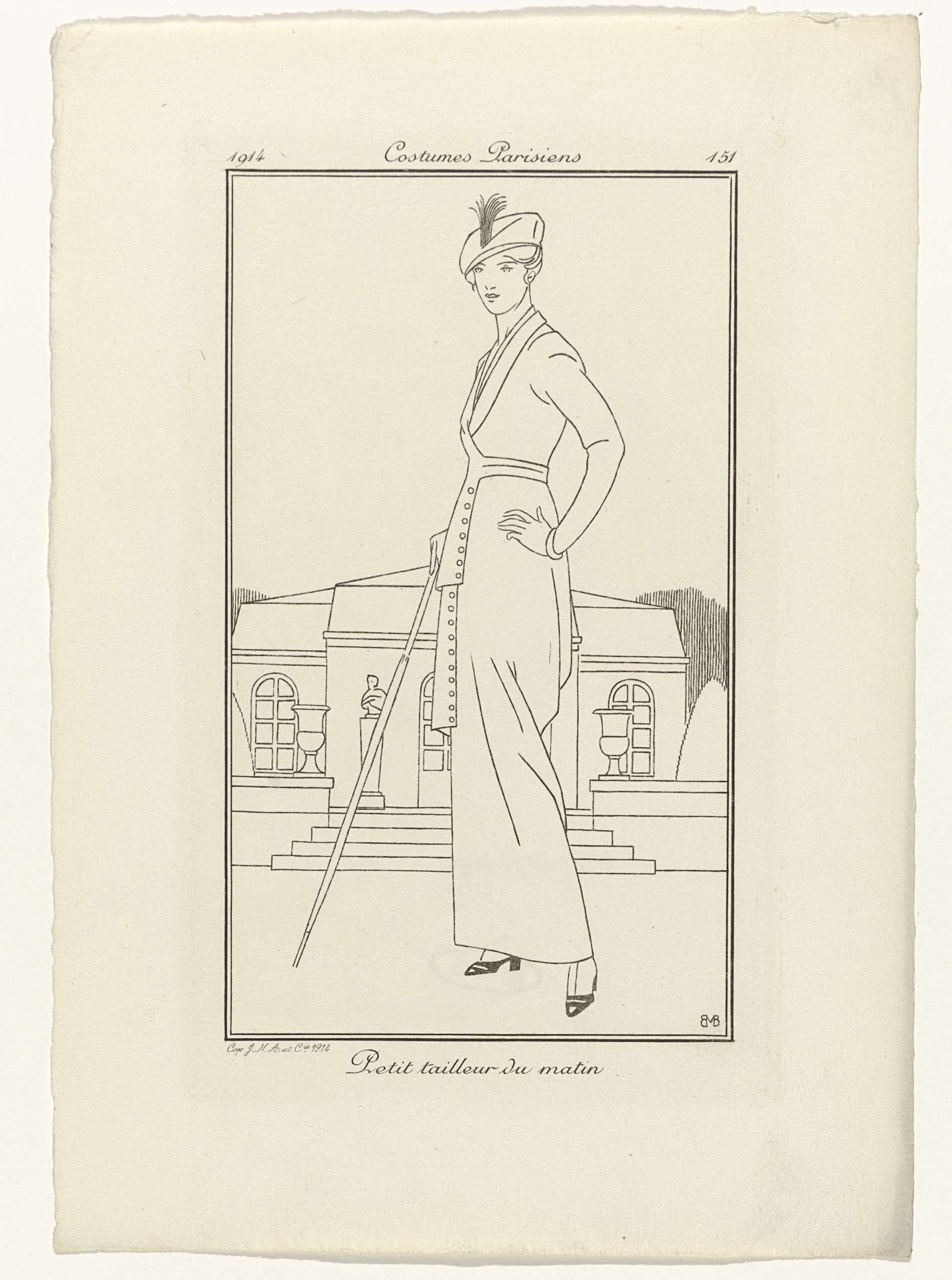 Journal des Dames et des Modes, Costumes Parisiens, 1914, No. 151 : Petit tailleur du matin by Monogrammist BVB