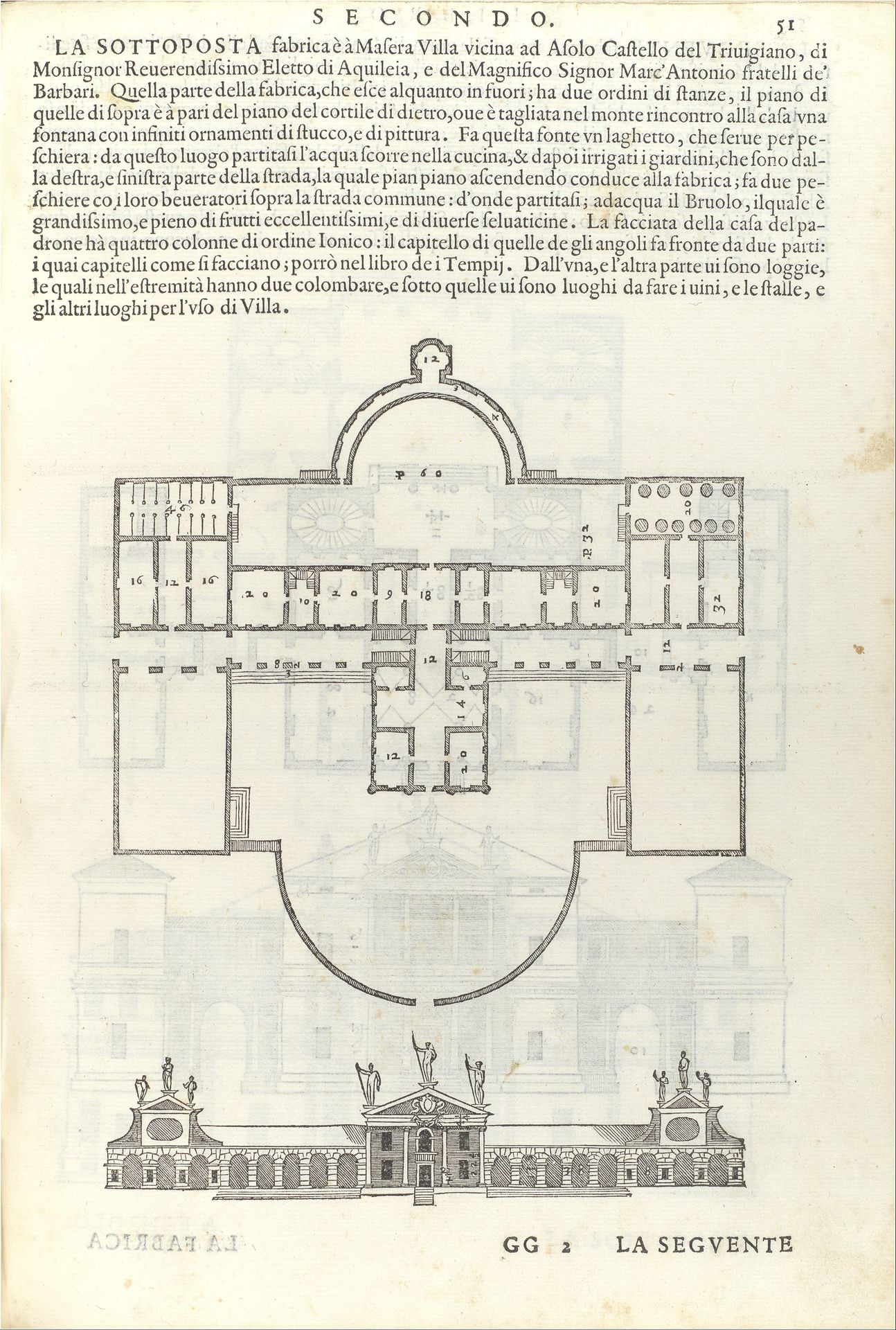 Villa Barbaro, from I quattro libri dell'architettura di Andrea Palladio (Book 2, page 51) by Andrea Palladio