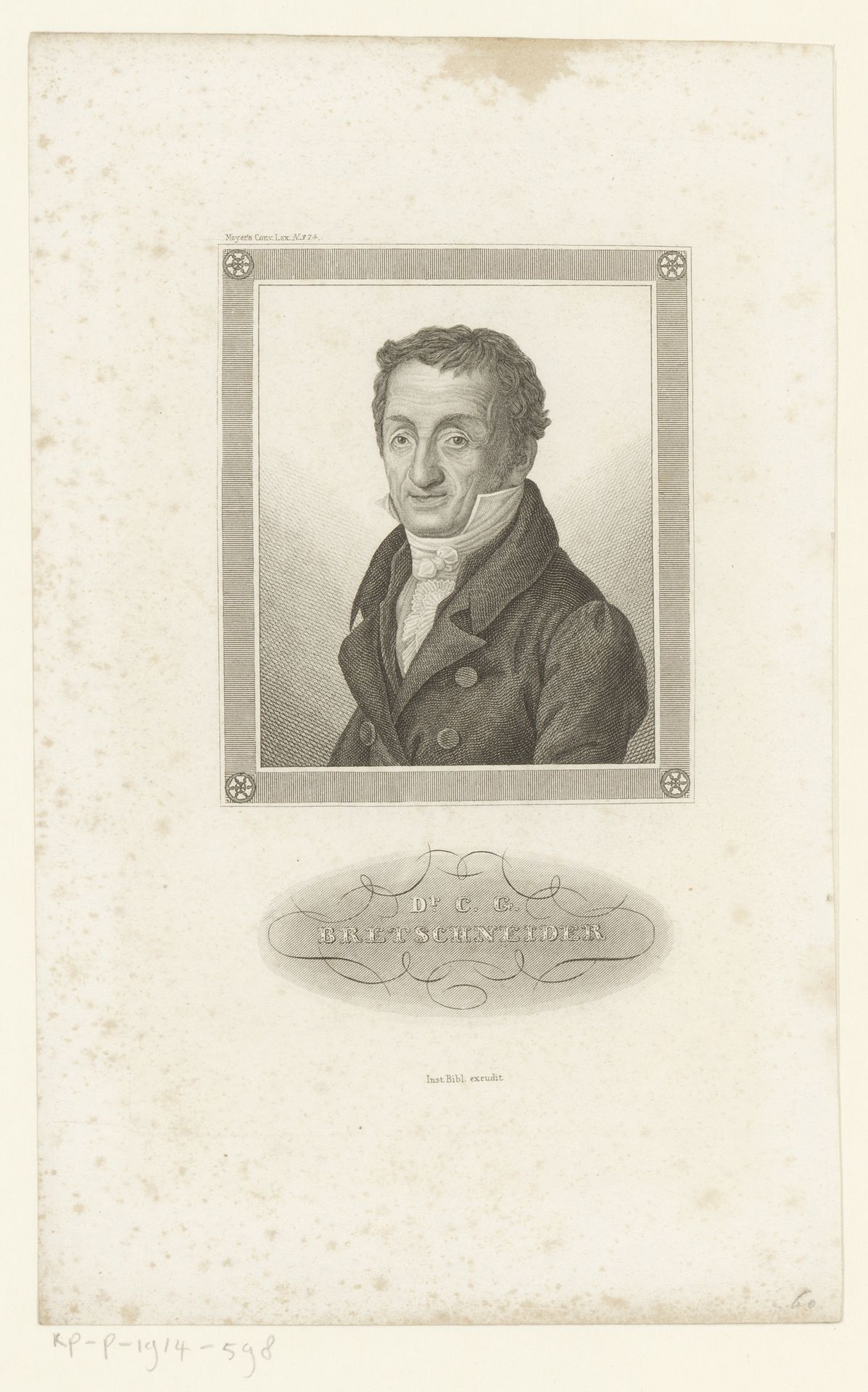 Portret van Karl Gottlieb Bretschneider by Johann Georg Nordheim