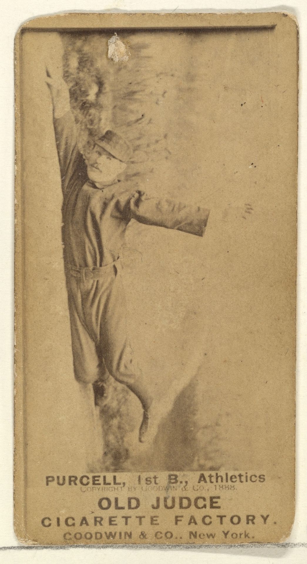 Purcell, 1st Base, Philadelphia Athletics, from the Old Judge series (N172) for Old Judge Cigarettes by Goodwin & Company