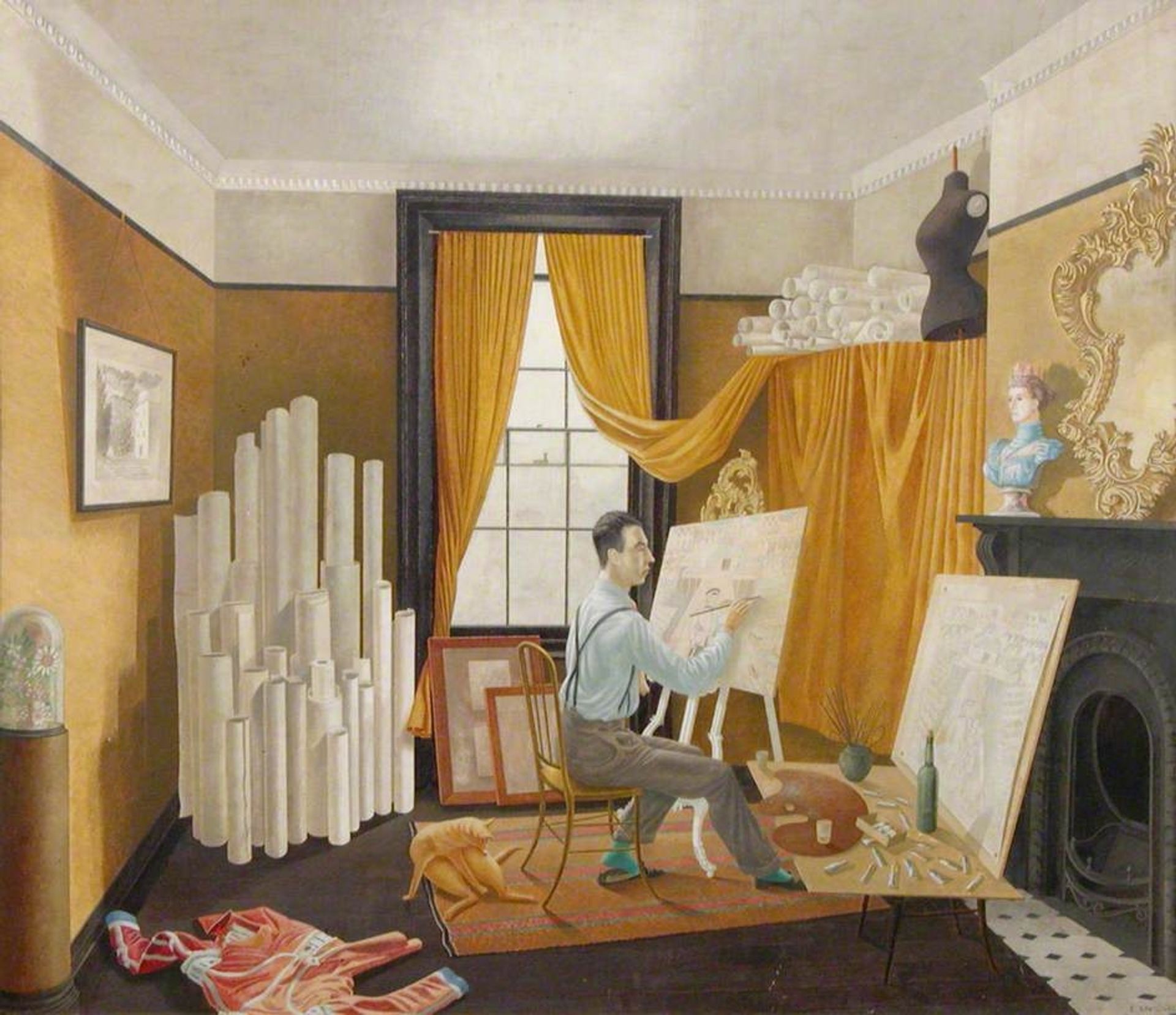 Edward Bawden Working in His Studio by Eric Ravilious