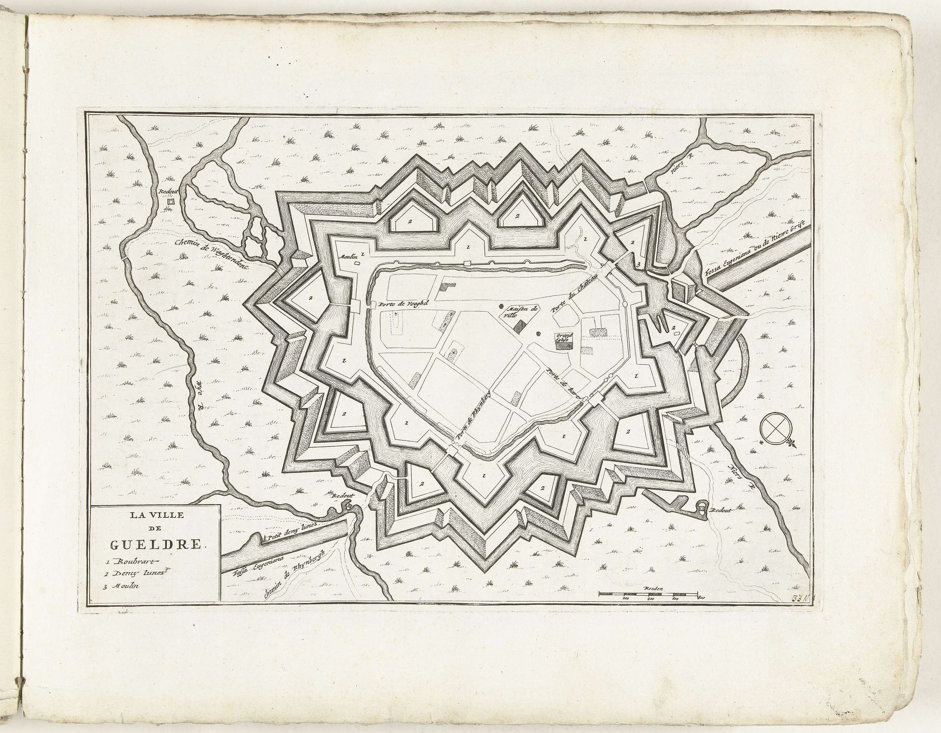 Plattegrond van Geldern, ca. 1702 by Anonymous