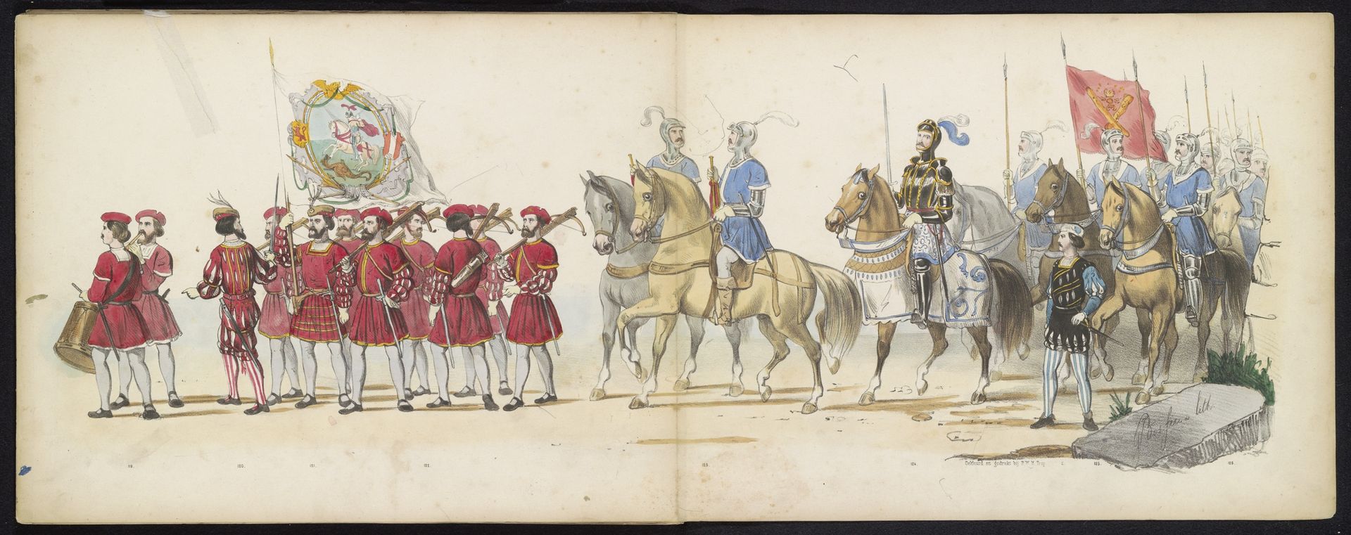 Maskerade van de Leidse studenten, 1855 (plaat 14) by Gerardus Johannes Bos
