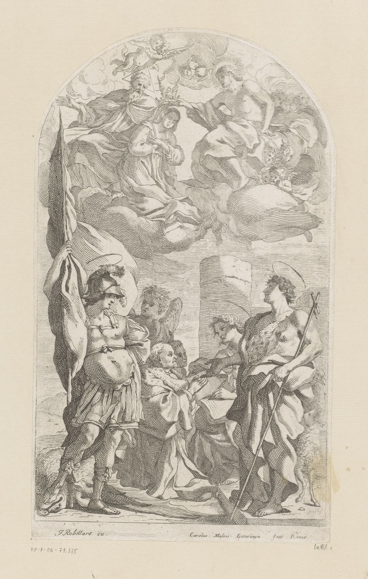 Kroning van Maria met Johannes de Doper en H. Florian by Charles Mellin