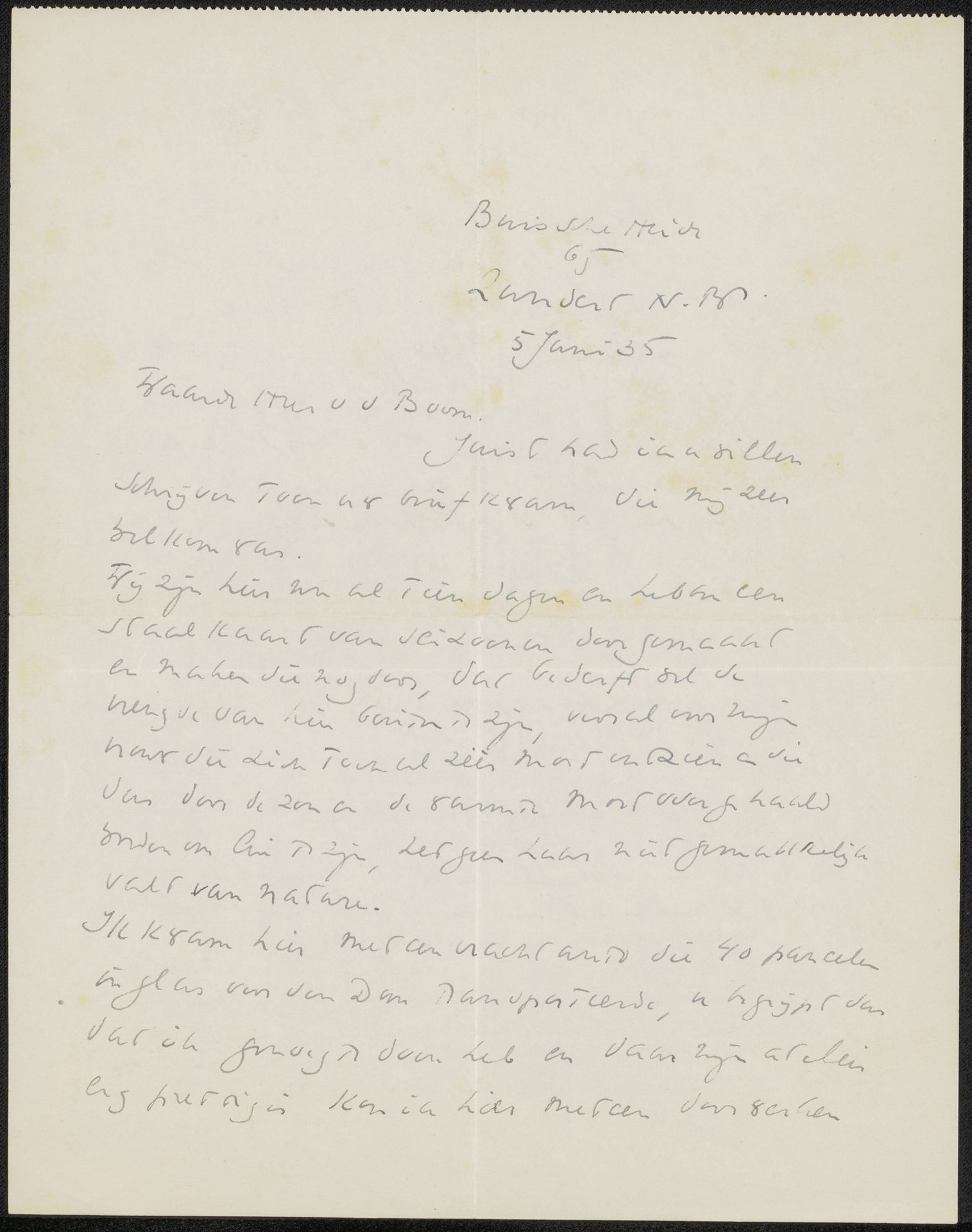 Brief aan A. van der Boom by Richard Nicolaüs Roland Holst