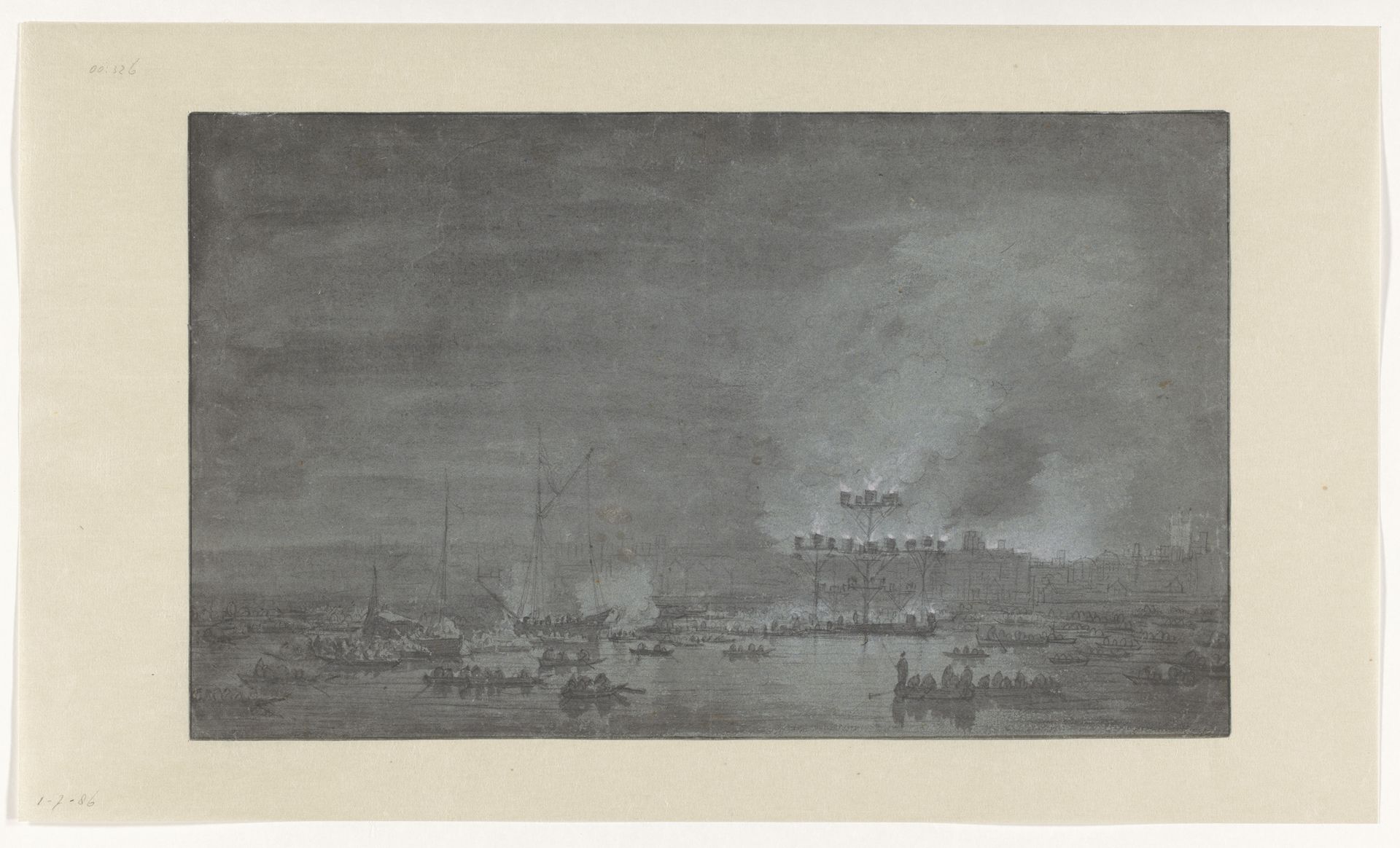 Vreugdevuren op de algemene Dankdag wegens de Vrede van Rijswijk, 1697 by Jacob Esselens